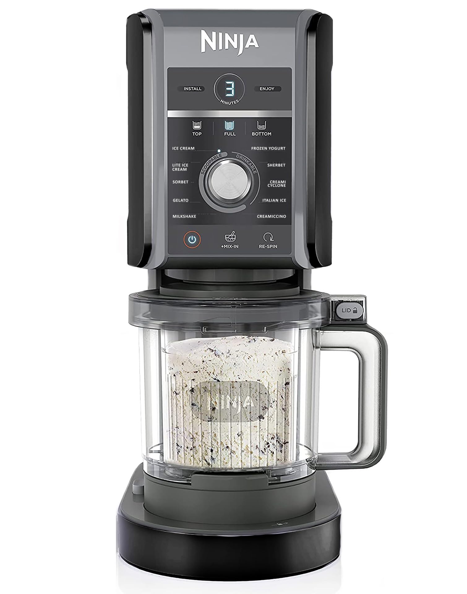 Ninja NC501 CREAMi Deluxe 11-in-1 Ice Cream & Frozen Treat Maker with 2 XL Family Size Pint Containers, Black (Renewed)