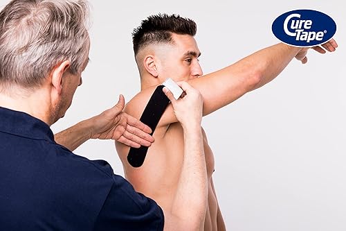 Miniatura 7 de CureTape Cinta de kinesiología clásica negra impermeable  La mejor cinta adhesiva K  Cinta deportiva de kinesiología médica  Cinta muscular