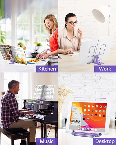 Miniatura 33 de Honagu Adjustable Reading Rest - Book Holder, Documents Stand, Sturdy Typing Stand for Recipes, Textbooks, Tablet, Music Books (Navy Blue)