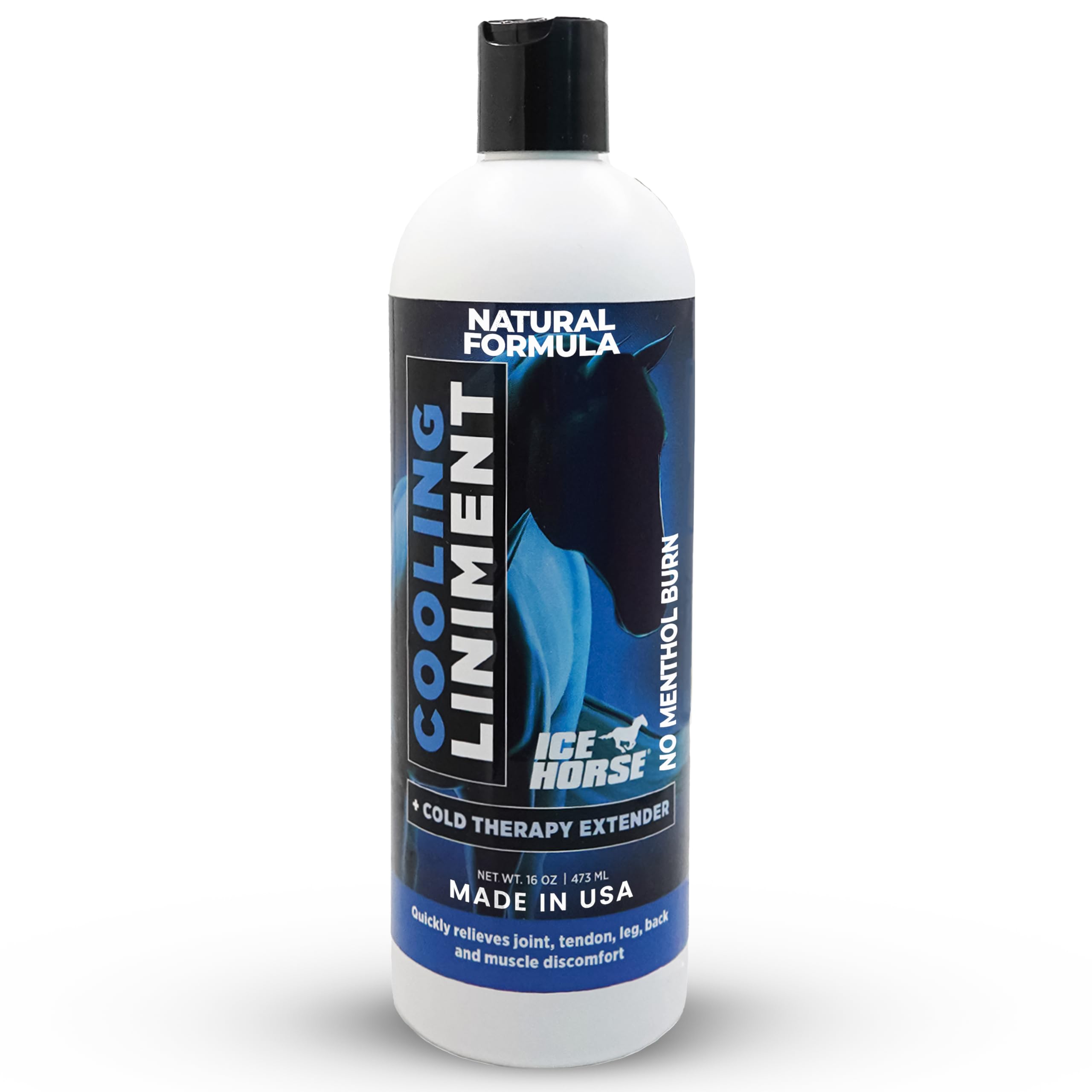Ice Horse Cooling Liniment Gel for Horses - No Burn Competition Safe for Sore Muscles & Joints - 16oz 