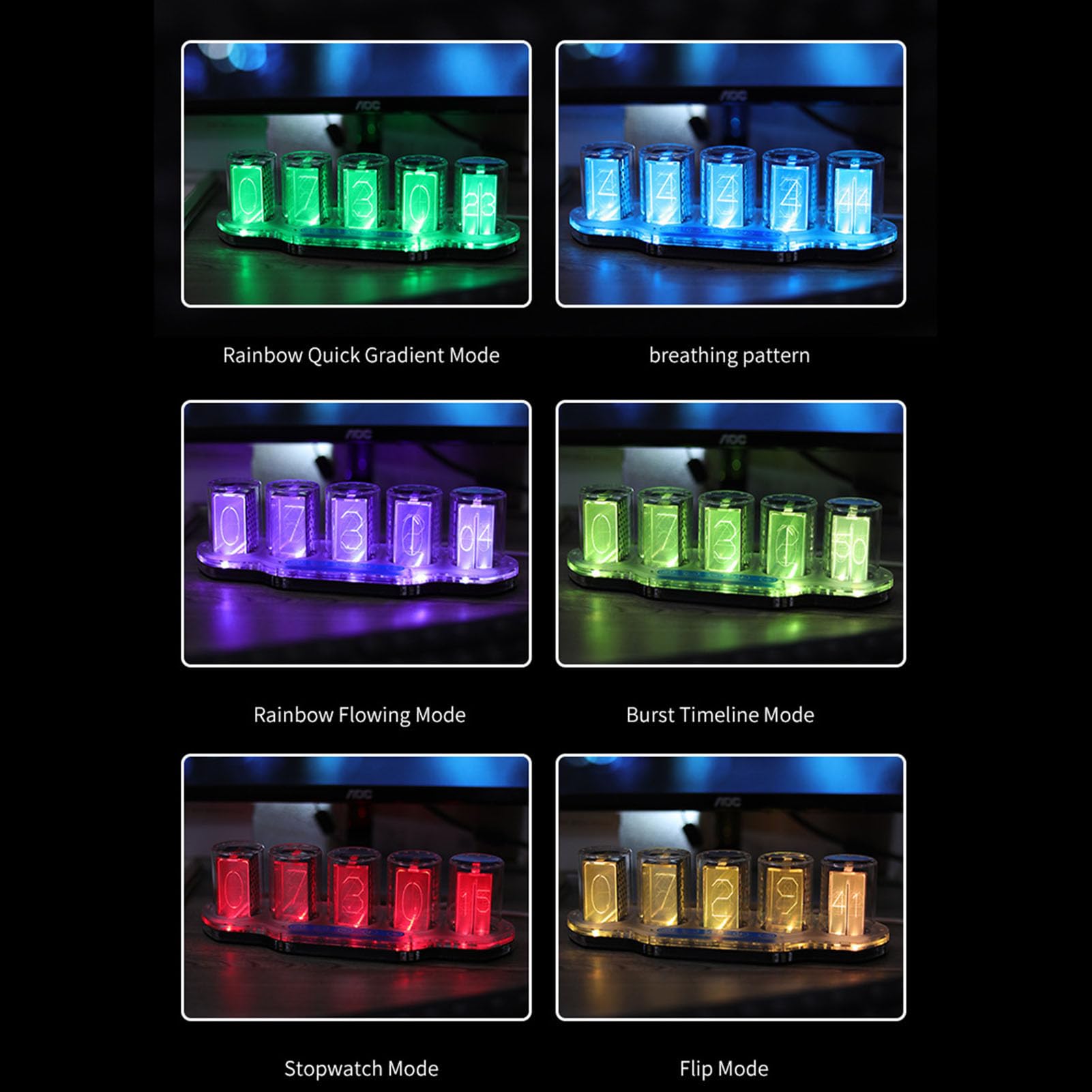 Bewinner Zegar Lampowy Bewinner RGB, 24-godzinny Elektroniczny Cyfrowy Zegar na Biurko LED z 16 Milionami Kolorów, Regulowanymi Trybami i pamięcią Wyłączania do Sypialni, Dekoracje Biurowe
