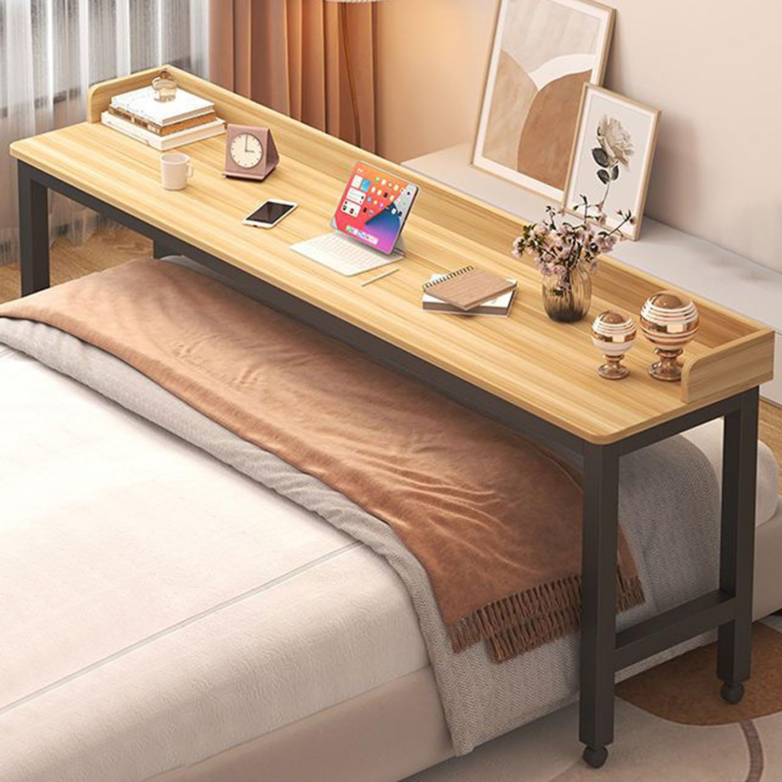 Le Bureau de lit à roulettes – Chariot roulant pour ordinateur portable pour la maison, le chevet et le canapé – Table de lit à hauteur réglable pour un travail pratique et une étude