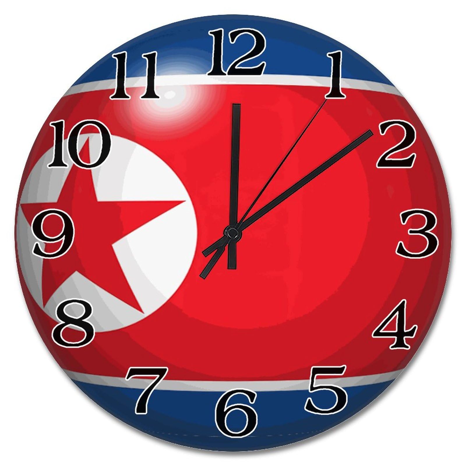 Horloge murale Corée du Nord ronde de 38 cm rustique fonctionnant avec piles