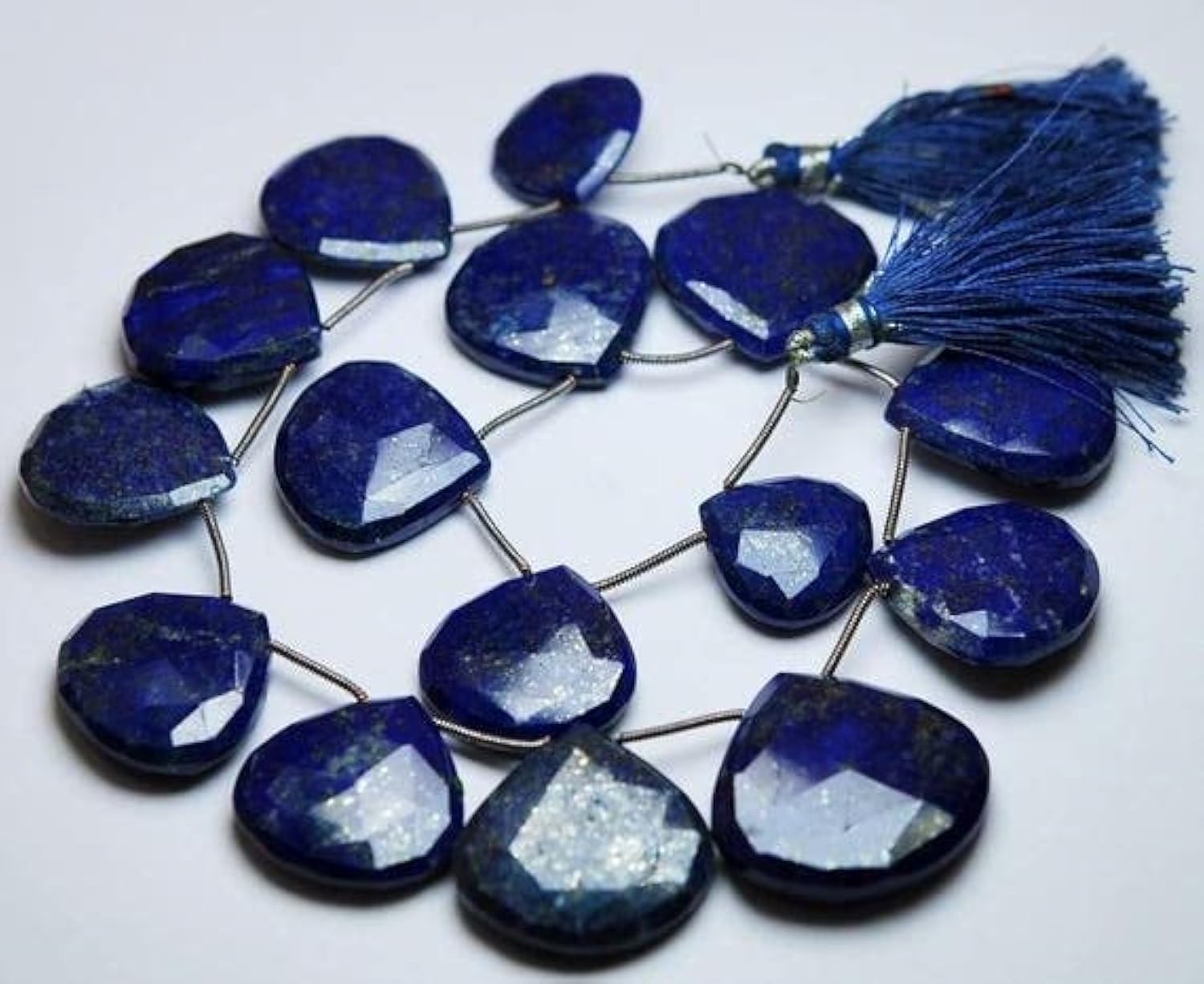 Perles lapis-lazuli véritables briolette cœur 16-23mm pour bijoux DIY