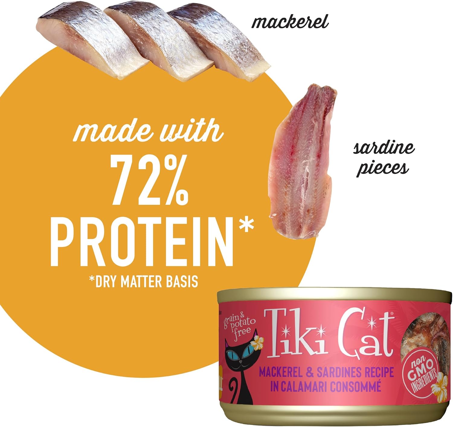 Tiki Cat Grill Wet Cat Food, Mackerel & Sardines, 2.8 oz. Cans (12 Count)