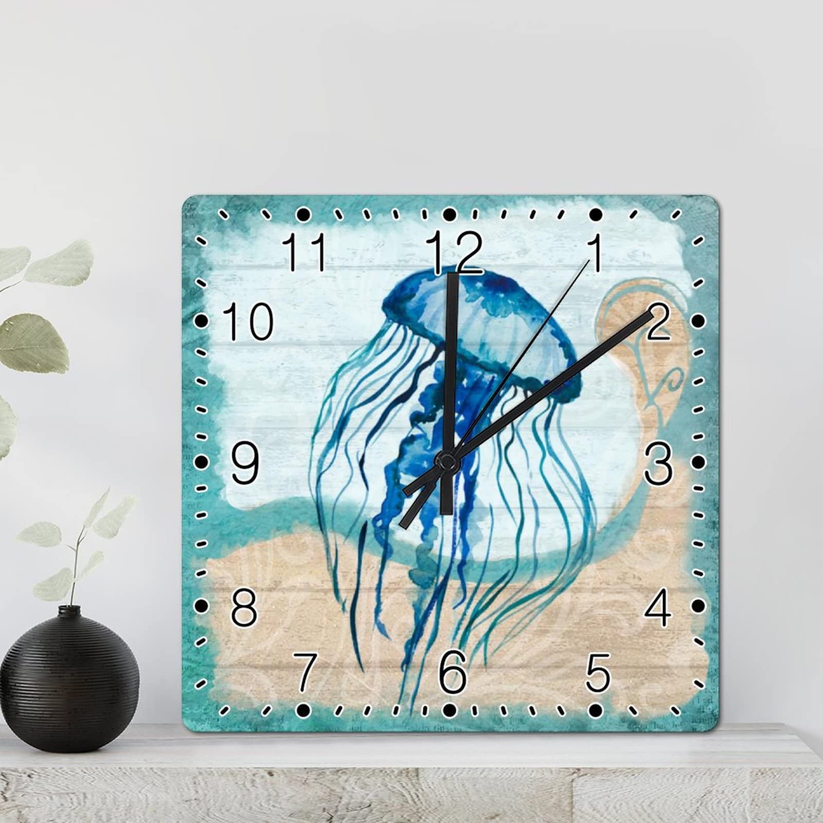 Horloge murale rustique en bois relief pieuvre vintage