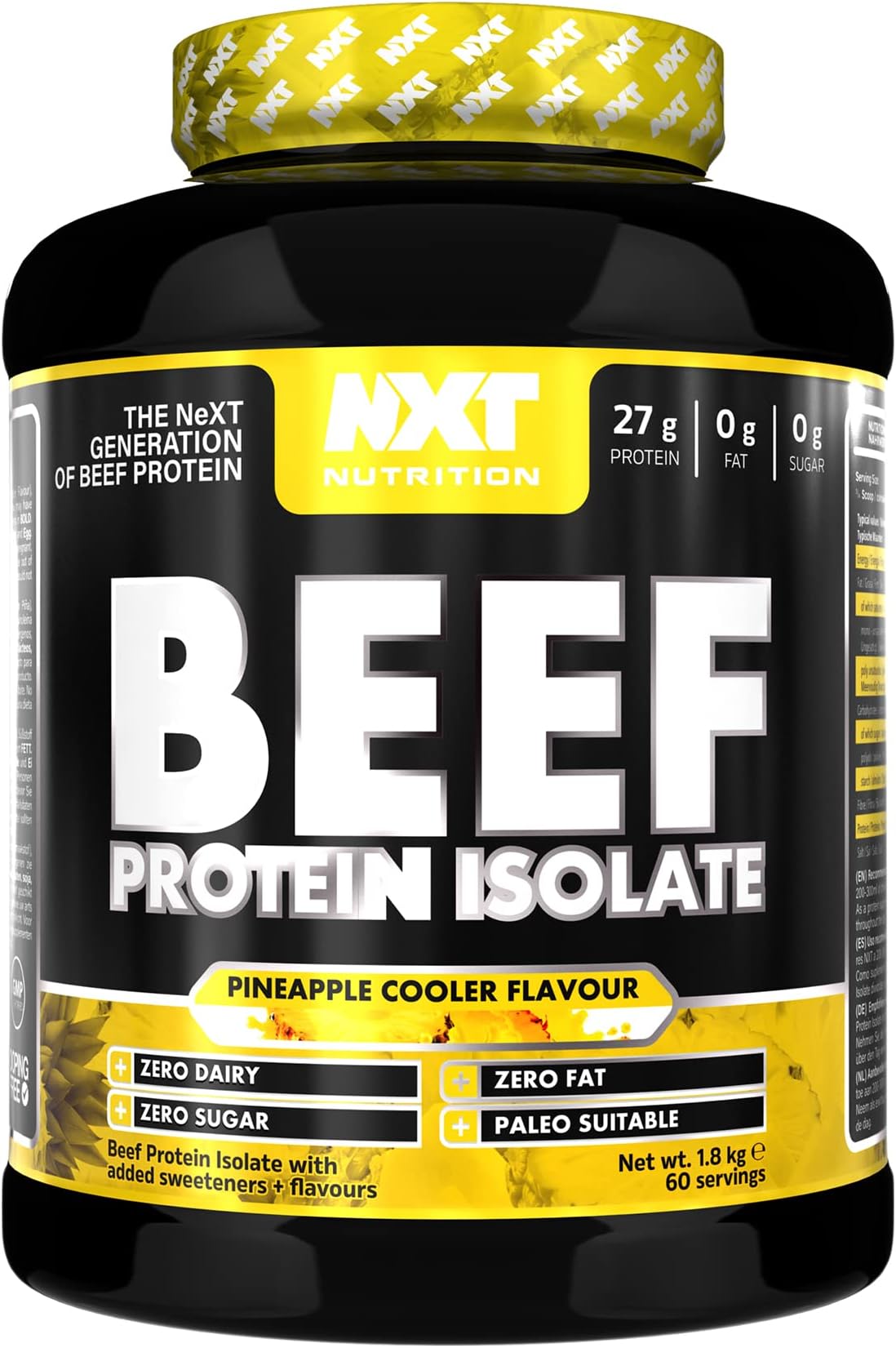 NXT Nutrition Beef Protein Isolate Powder - Protein Powder High in Natural Amino Acids - Paleo, Keto Friendly - Dairy and Gluten Free - Muscle Recovery | 1.8kg | Pineapple