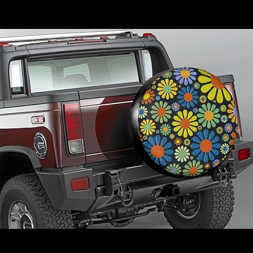 Miniatura 2 de Coloridas flores de repuesto para neumáticos, protectores de rueda a prueba de polvo, para remolque, caravana, arena, muchos vehículos, 14 pulgadas