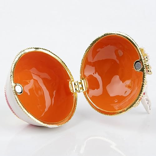 Miniatura 5 de Caja de joyería de conejo pintada a mano con bisagras esmaltado conejo cajas de joyería conejo estatuilla regalo para la decoración del hogar