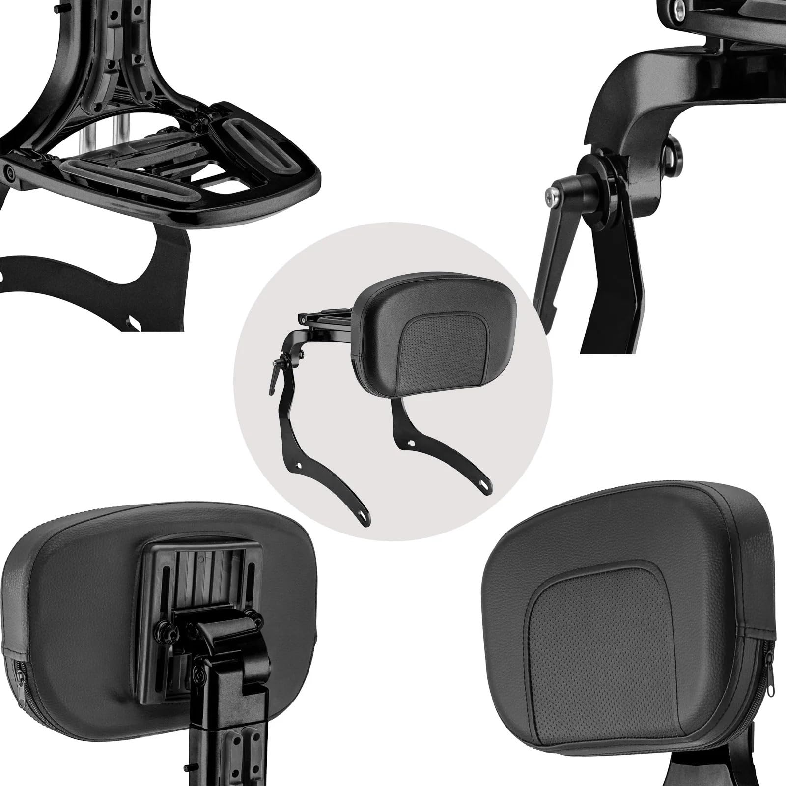 drążek Sissy z bagażnikiem Akcesoria motocyklowe oparcie pasażera regulowane składane Sissy Bar pasuje do Kawasaki Vulcan VN 900(Whole Black)