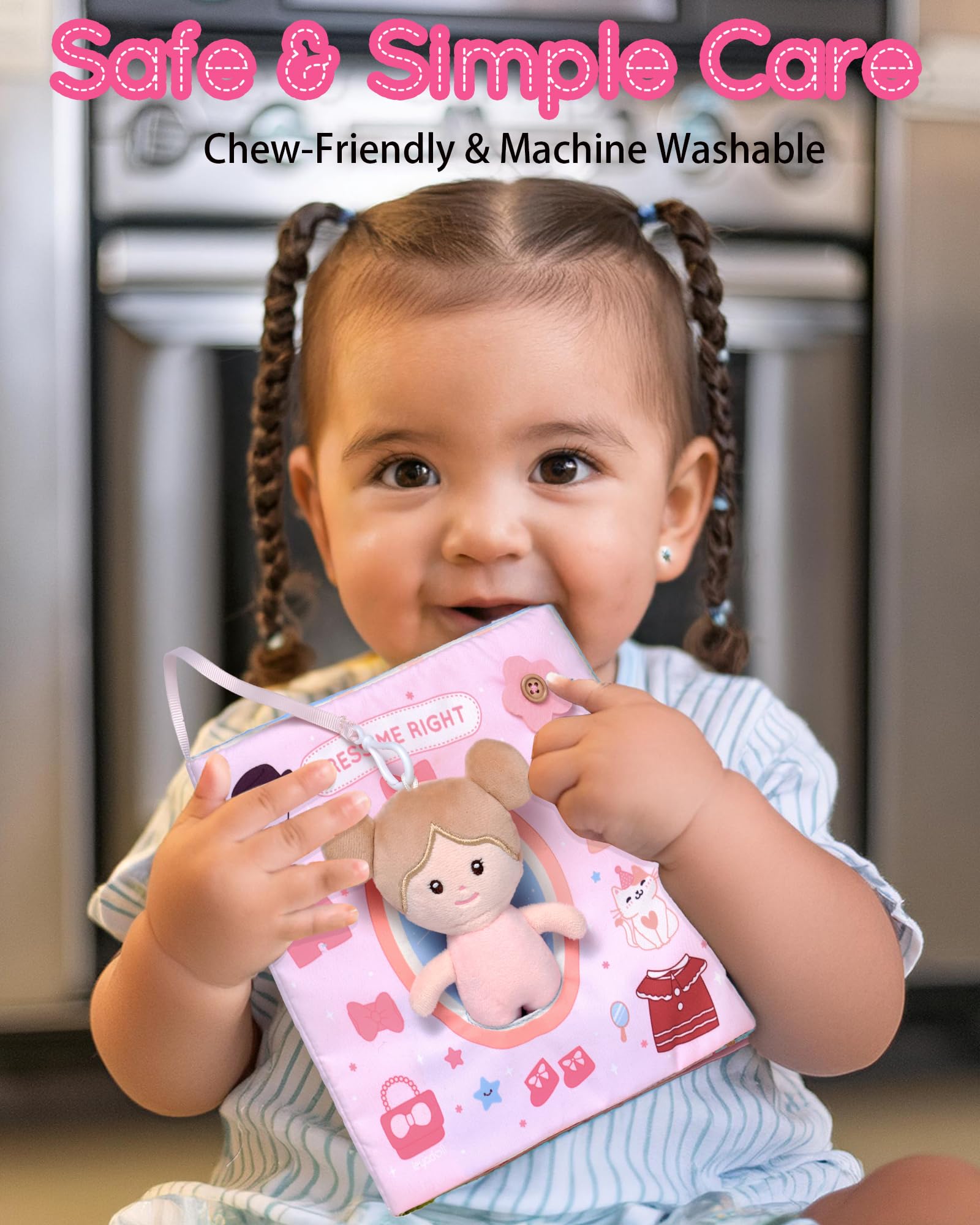 LeyaDoll Livre en Tissu Interactif Sensoriel, Livre d'Activités Éducatif Silencieux pour Bébé, Jouet de Voyage pour Enfants de 1 à 3 Ans (Habille-Moi Correctement) : Jouets & Jeux