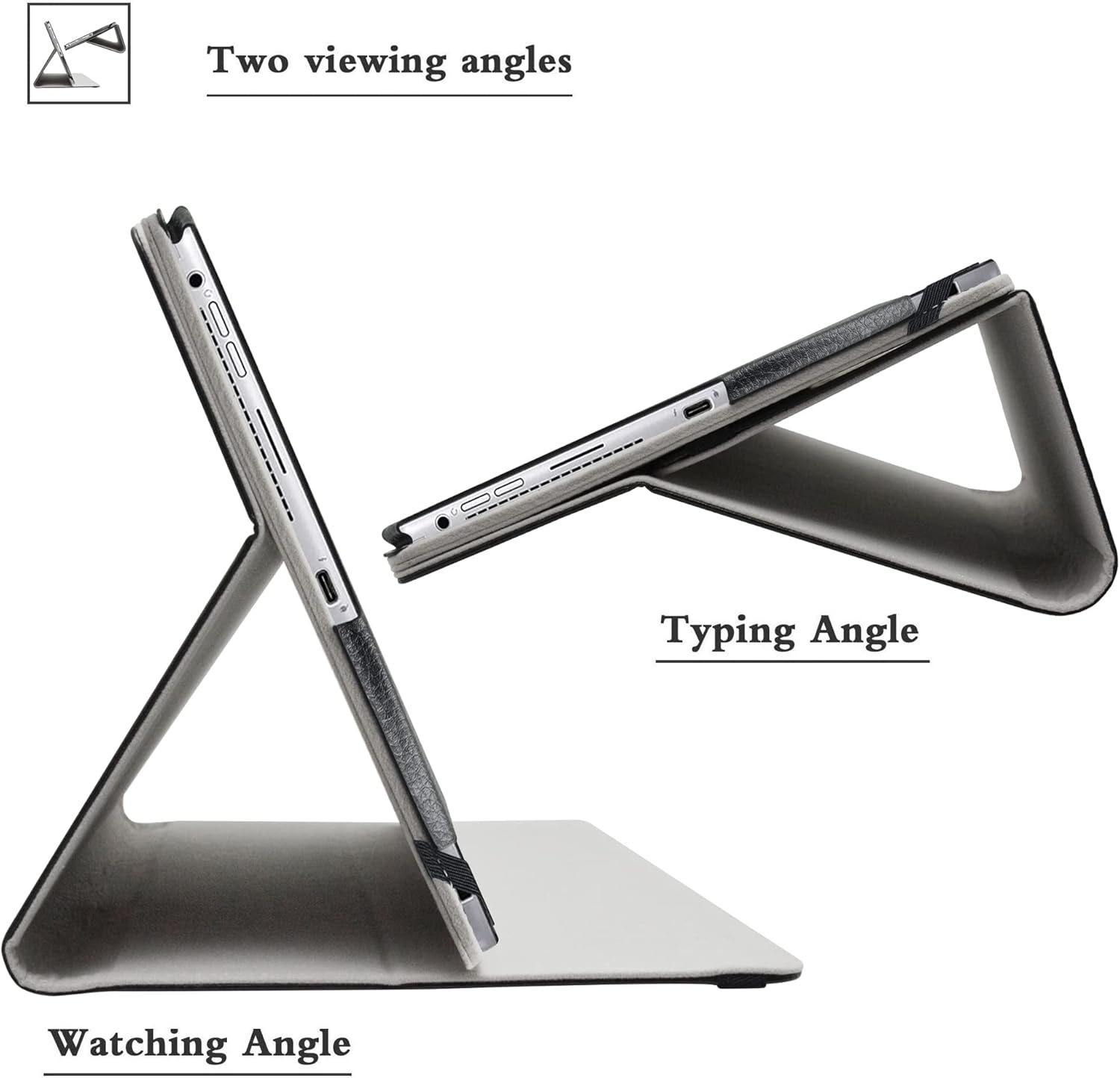 Bige for Latitude 7320 Detachable Case,PU Leather Folio 2-Folding Stand Cover for Dell Latitude 7000 7320 Detachable 13" 2-in-1 (2021) Tablet (Not fit Other Dell Laptop),Black - Image 4