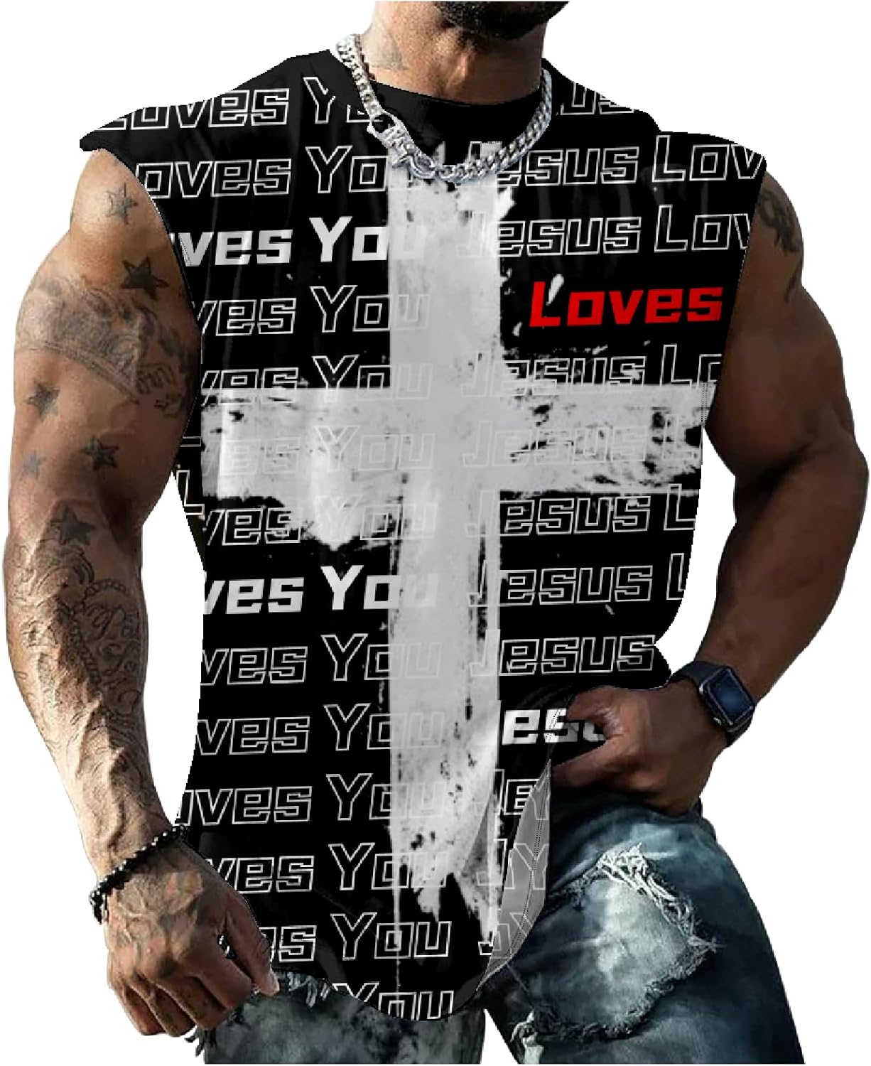 domirica Mens Tank Top Funny Print Casual Summer Novelty Cool Loose Fit Big and Tall Gym Workout Sleeveless Shirts
