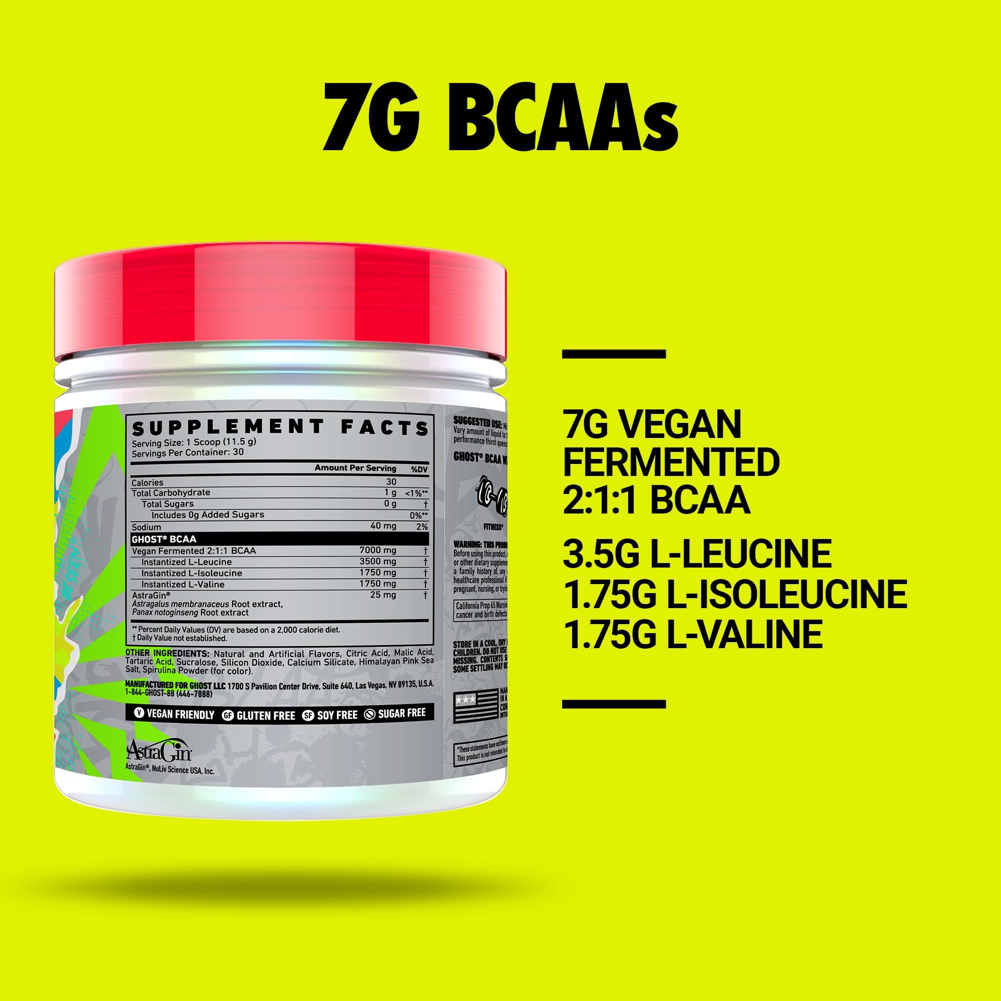GHOST BCAA Powder Amino Acids Supplement, Blue Raspberry - 7G BCAA — Amazon image 3