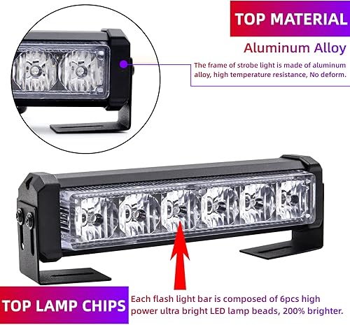 Miniatura 4 de Luz estroboscópica 2 en 1 LED de advertencia de emergencia de 12 V con botón de interruptor, barra intermitente universal para vehículos de