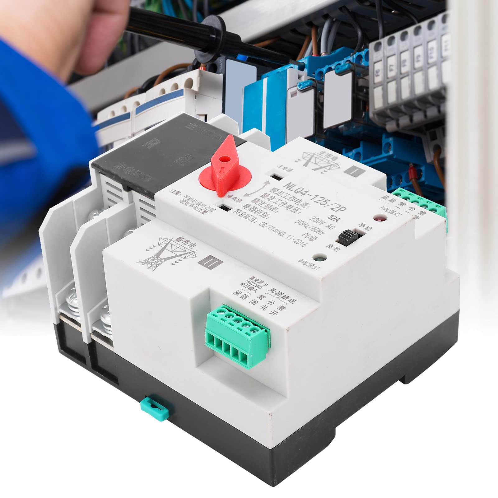 Automatyczny Przełącznik Zasilania na Szynę Din ATS Mini ATS 2P Bezprzerwowe Elektryczne Przełączniki Wyboru Zasilania 230V 230(100A)