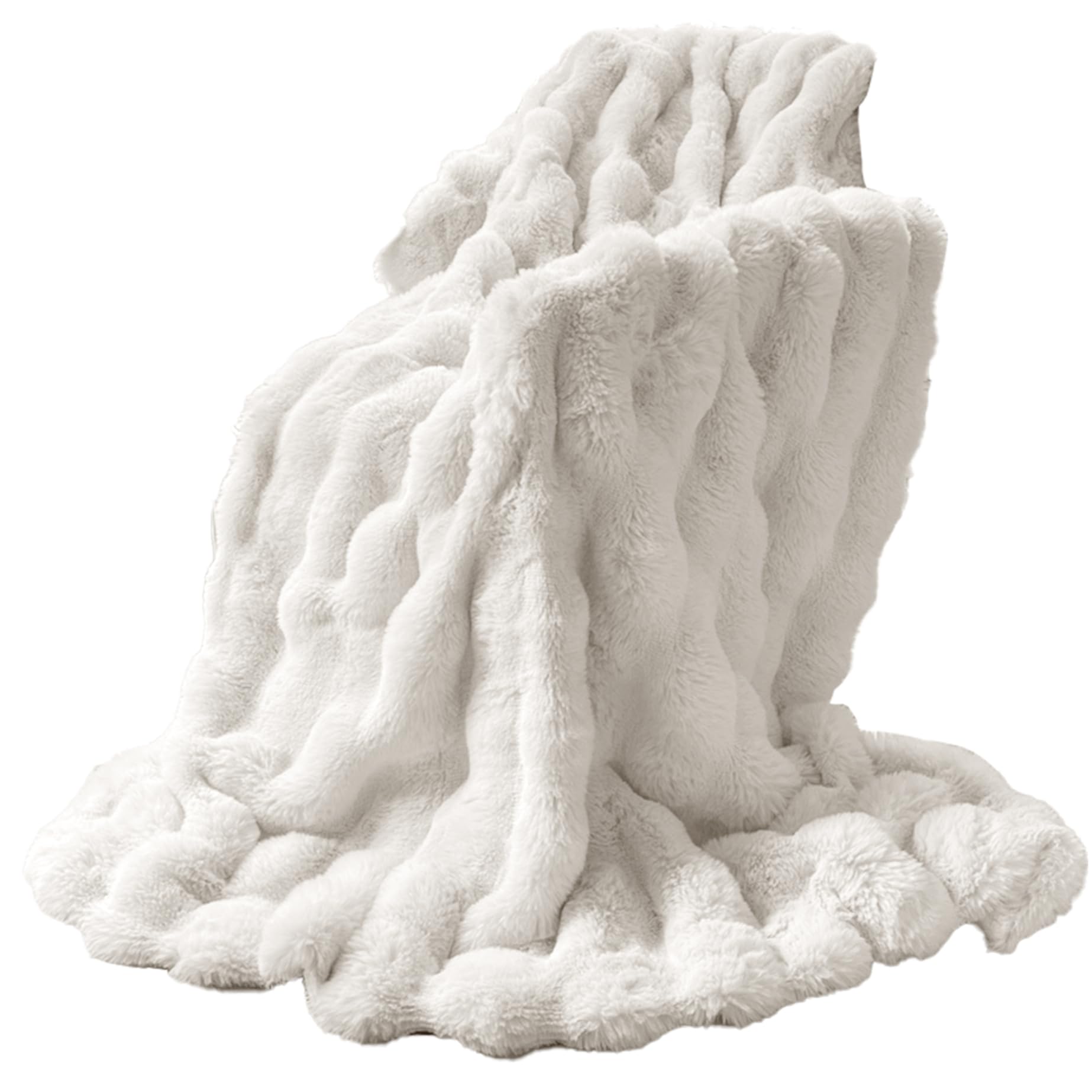 Plaid en pylose haut de gamme couverture thermique épaisse couleur unie blanc pur 130x160cm
