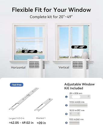 Feelfunn 8000 BTU Portable Air Conditioner, 3-in-1 Cools 350 Sq.Ft, Quiet AC with Fan & Dehumidifier, LED Display, Remote, 24H Timer, Window Kit, for Bedroom/Office/Dorms