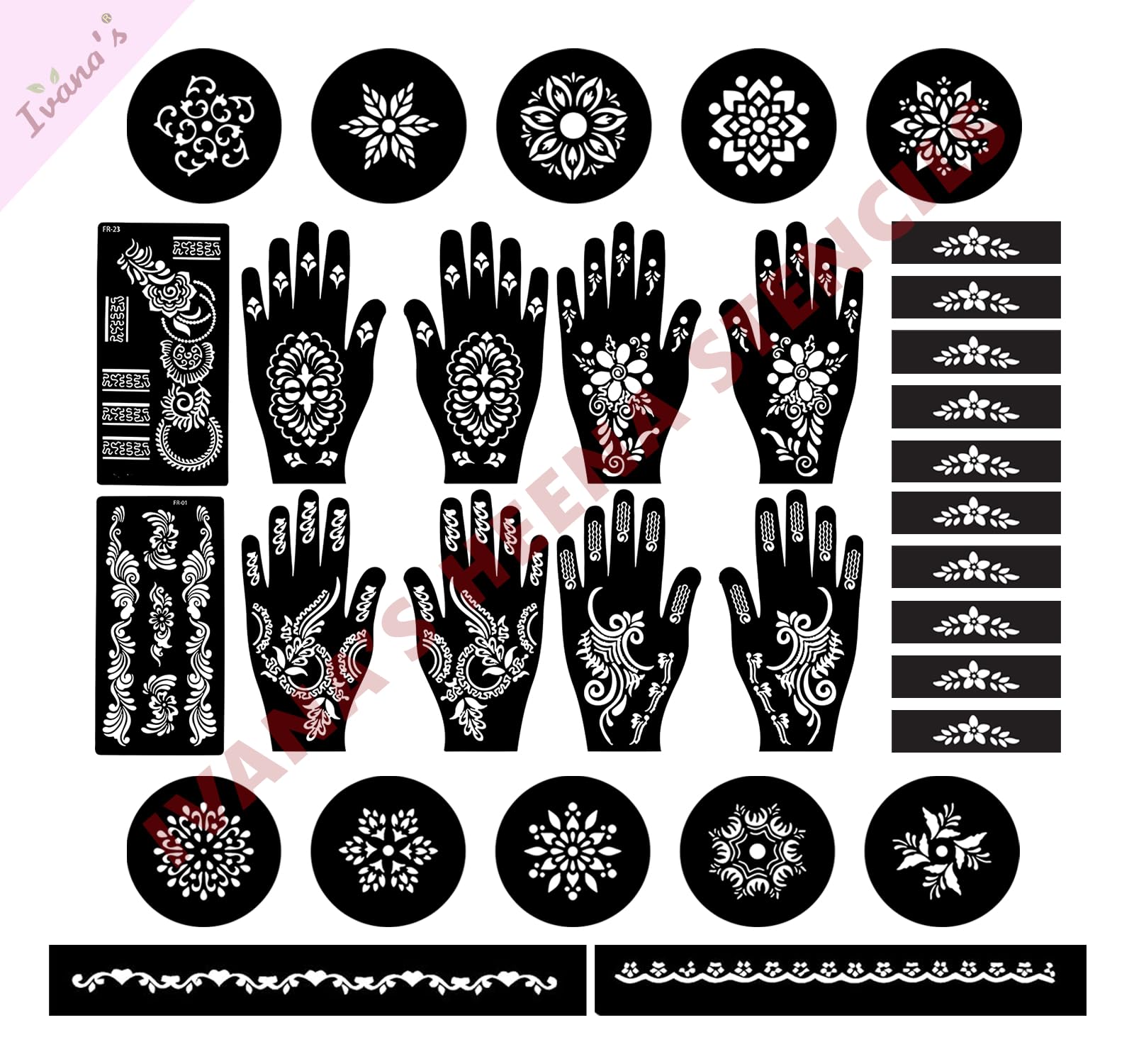Ivana's Set of 32 Pcs Combo Pack, Reusable Mehandi For Hands Henna Tattoo Stencil For Women, Girls and Kids Easy To Use In Just 4 Steps Indian Design Collection, C-2375-image-33