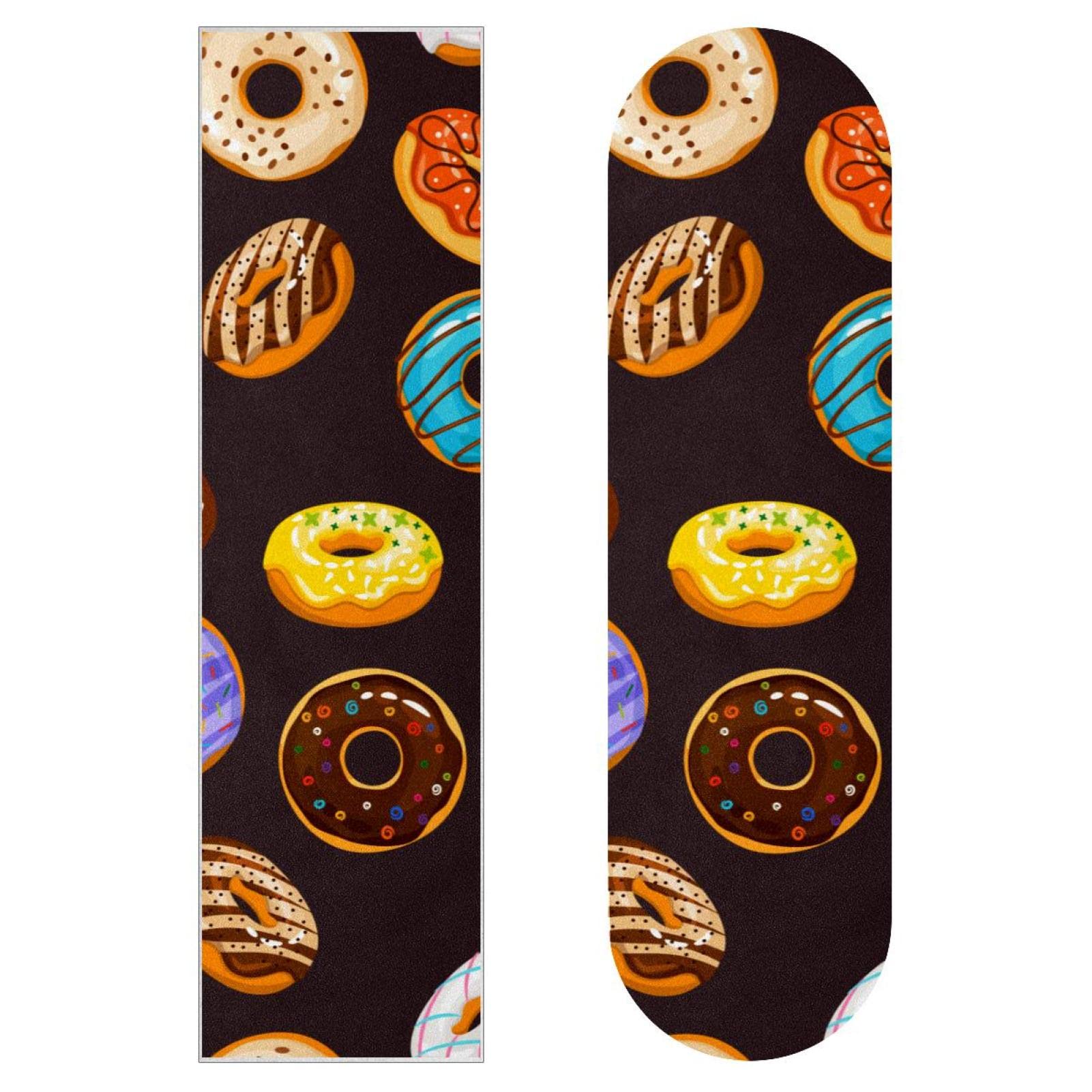 Donuts Lot de 2 feuilles de papier abrasif pour planche de skateboard et longboard