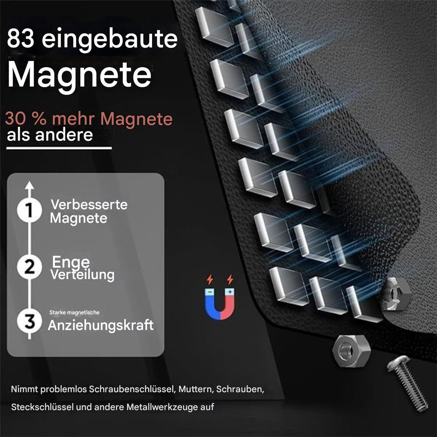 Tappetino Magnetico per Utensili Vassoio Organizzatore Vite Trapano | 62,2 x 24,6 cm Tappetino portautensili magnetico Elettronica meccanico automotive domestico garage banco da lavoro