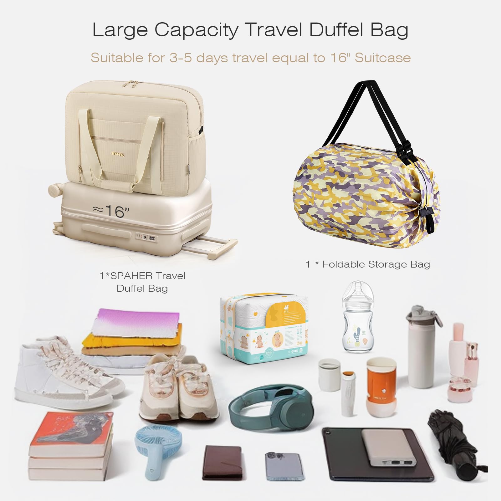 SPAHER Borsone da Viaggio Easyjet 45x36x20 Bagaglio a Mano Borsone Palestra Sportiva Grande 30L Donna Uomo Impermeabile Borsa da Viaggio Piscina Fitness Travel Duffel Cabin Bag