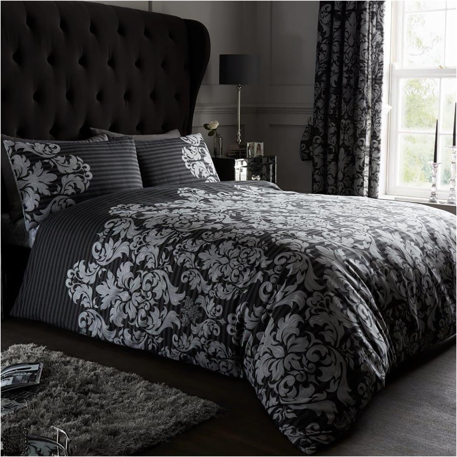 GC GAVENO CAVAILIA Paisley Duvet Cover King Size - Reversible Bedding & Linen - Ultra Soft Bed Cover With Pillow Cases - Black