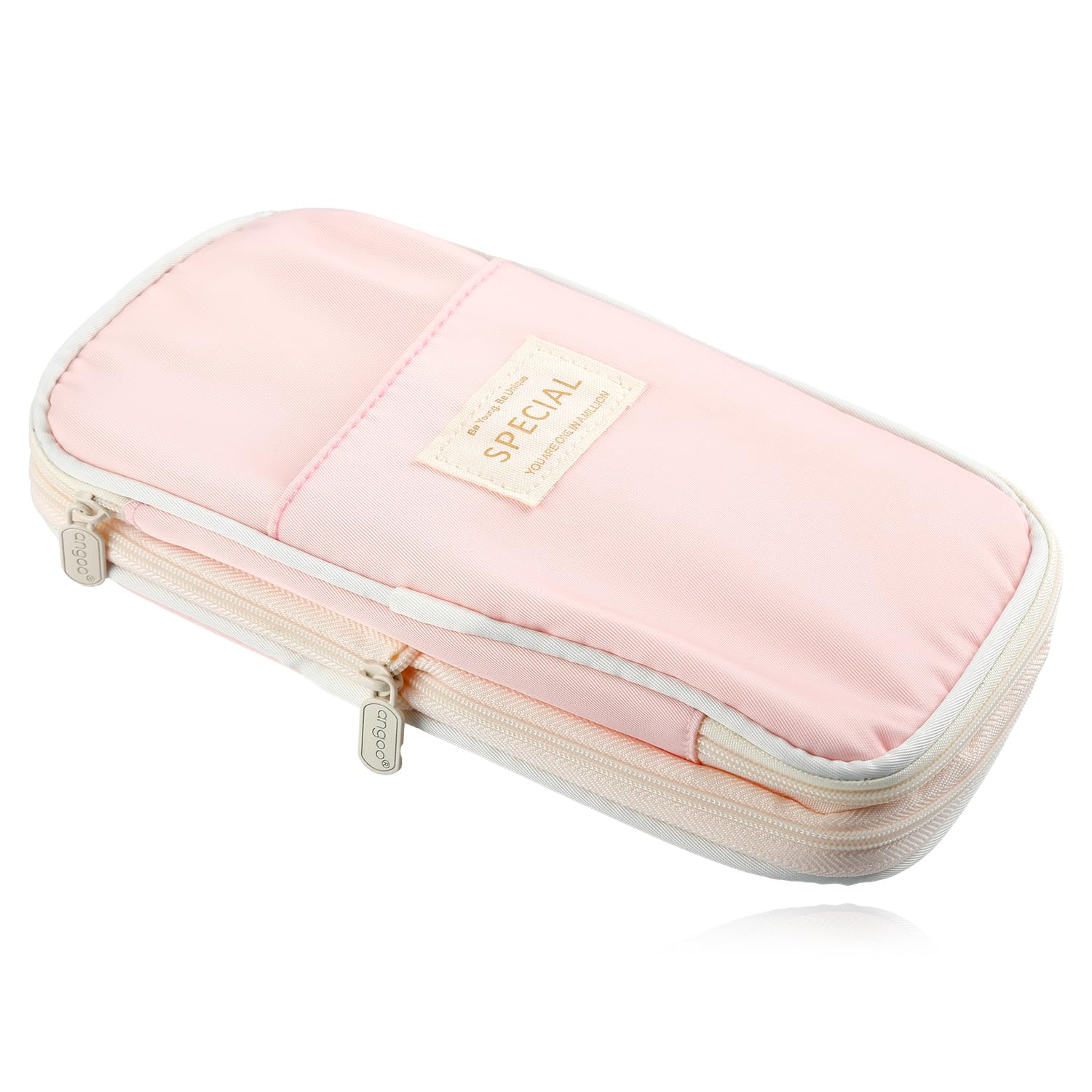 Lotsdonxia Expandable Pencil Case, Large Capacity Stationery Organizer, Retractable Design, Multiple Compartments, Oxford Fabric, Green and Pink Options