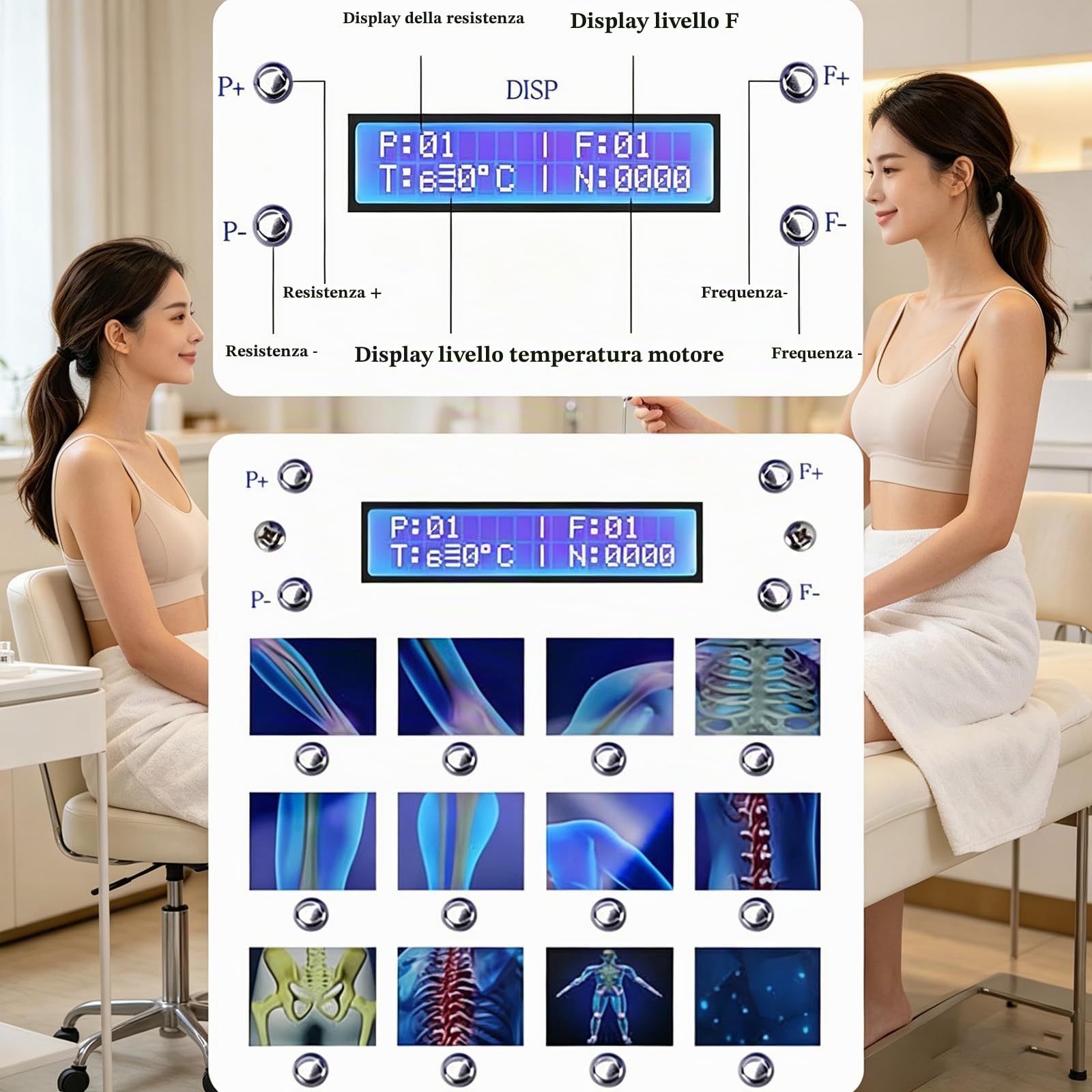 MObyat Apparecchio per Terapia a Onde d'urto, apparecchio per Terapia a Onde d'urto extracorporea elettromagnetica da 90 W, 10 testine massaggianti, Regolazione dell'energia 25-105 MJ