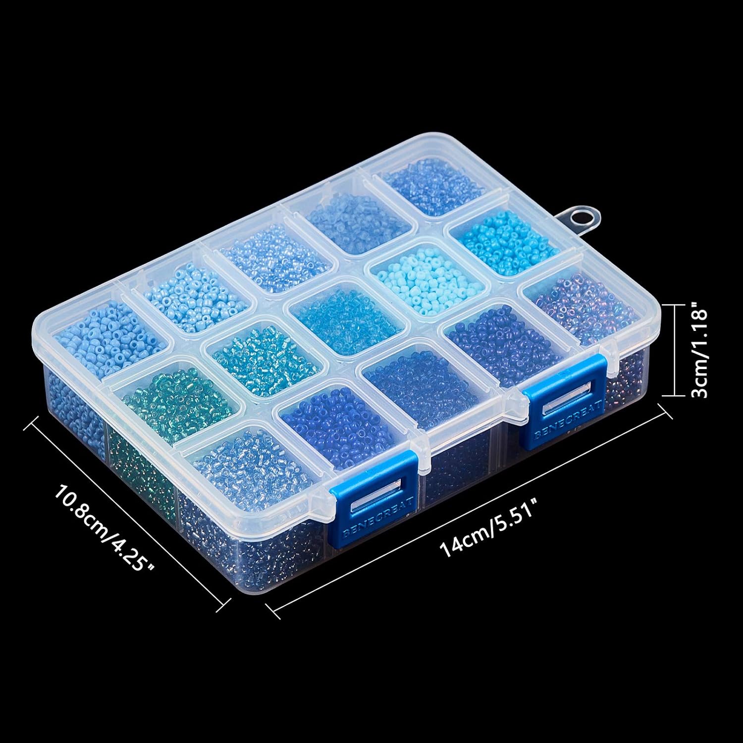 NBEADS 15 Colors 12/0 Glass Seed Beads, About 20010 Pcs Opaque Blue Seed Beads 2mm Round Pony Beads Mini Spacer Loose Beads for DIY Craft Bracelet Necklace Jewelry Making