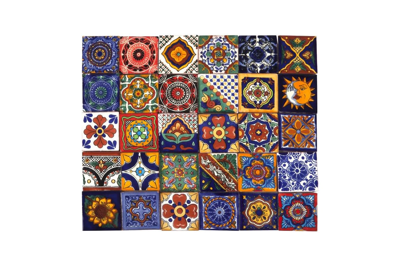 Cerames Salazar - 60 azulejos de cerámica mexicanos decorativos para baño, cocina, ducha, escaleras, pared trasera de cocina, azulejos de mosaico de cerámica, 5 x 5 cm