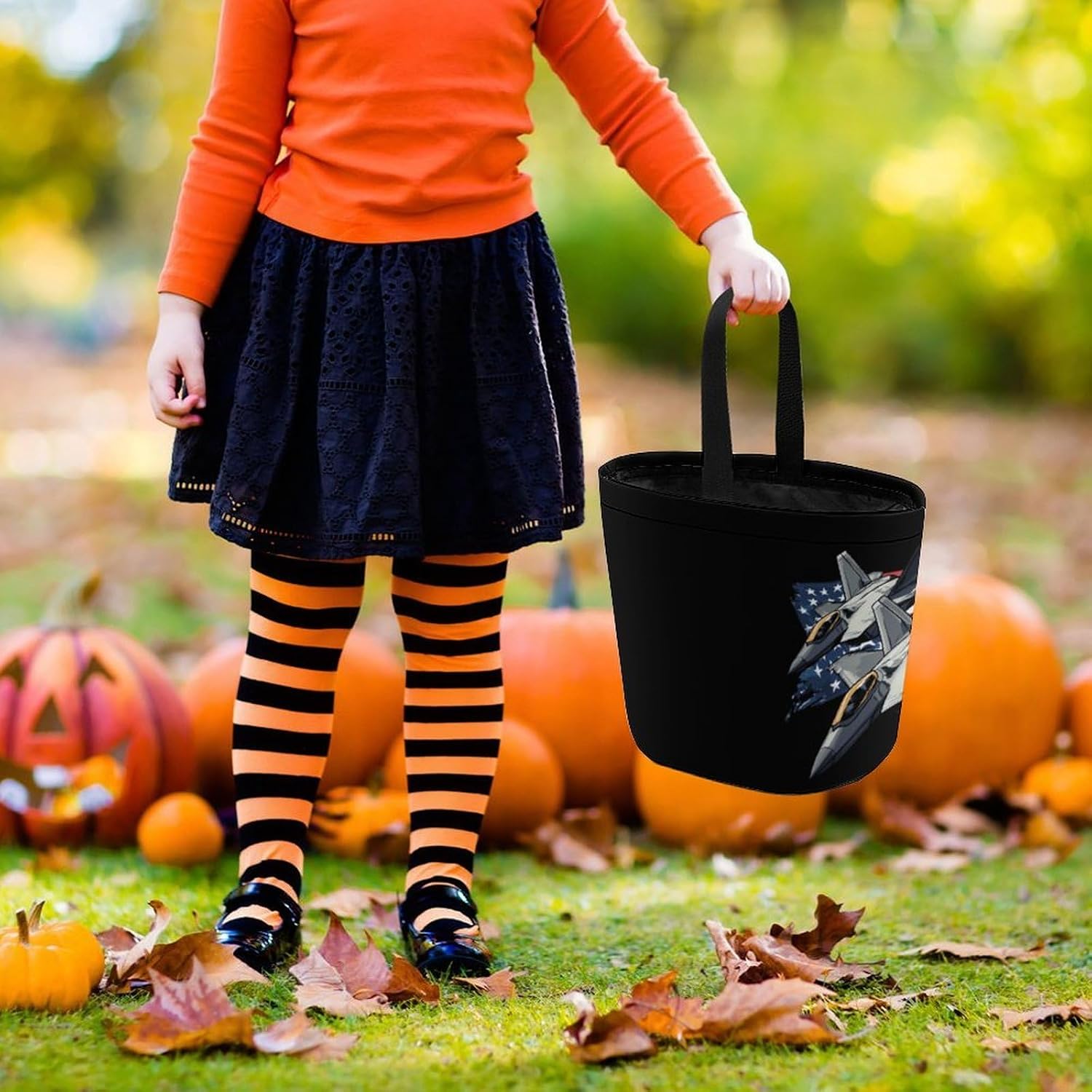 F-22 Raptor Fighter Jet Halloween Treat Bag Reusable Candy Basket Tote Goody Bags Gift Party