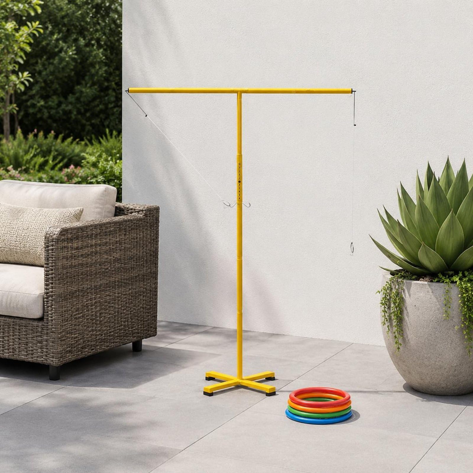 Outdoor Ringwurfspiel Metallischer Wurfrahmen Ringziel Ständer Spielrahmen Zerlegbar Einfach zu Tragen Distanzvariabel Steckverbindung für Kinder Erwachsene Garten Veranstaltungen