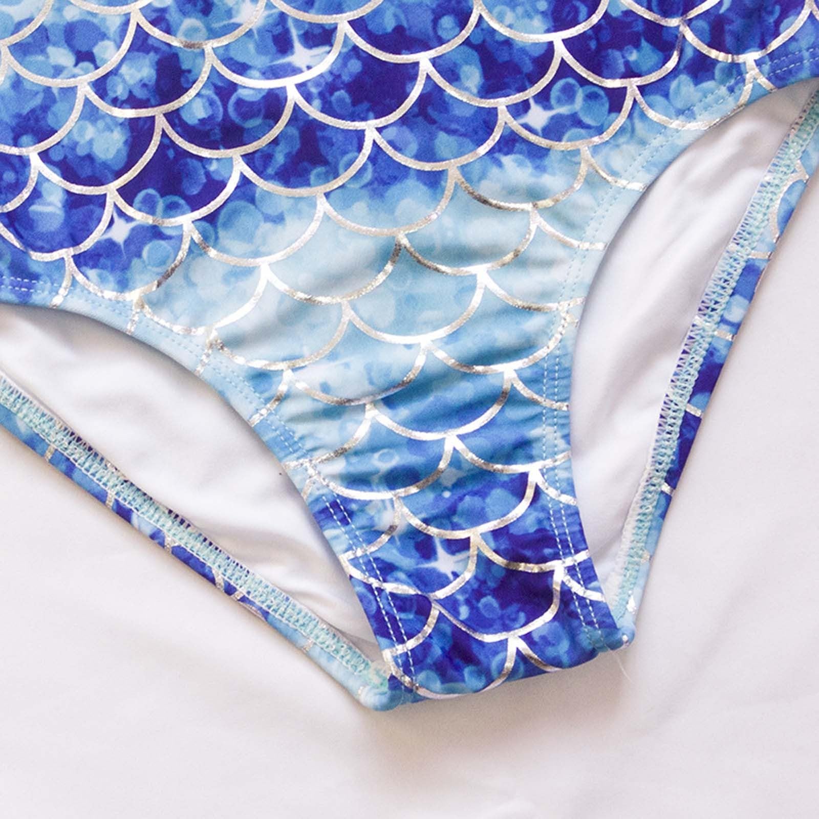Traje de baño de verano Madchen nuevo traje de baño azul de una pieza para niñas con diseño de escamas de peces de lámina dorada, traje de baño para niños.