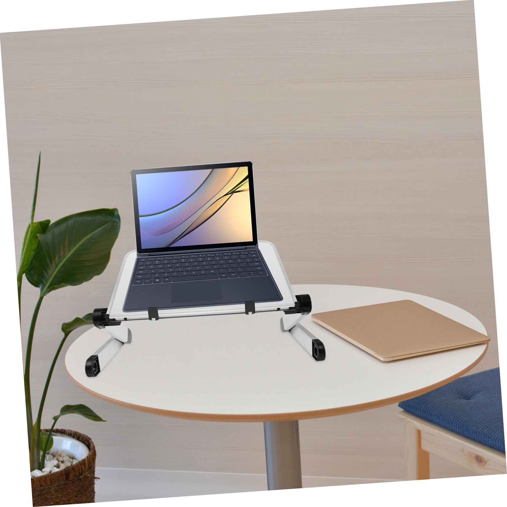 Housoutil Soporte Portátil Ajustable de Aleación y Abs para Ordenador, Elevador Plegable Regulable Adecuado para Escritorio y Oficina Moderna