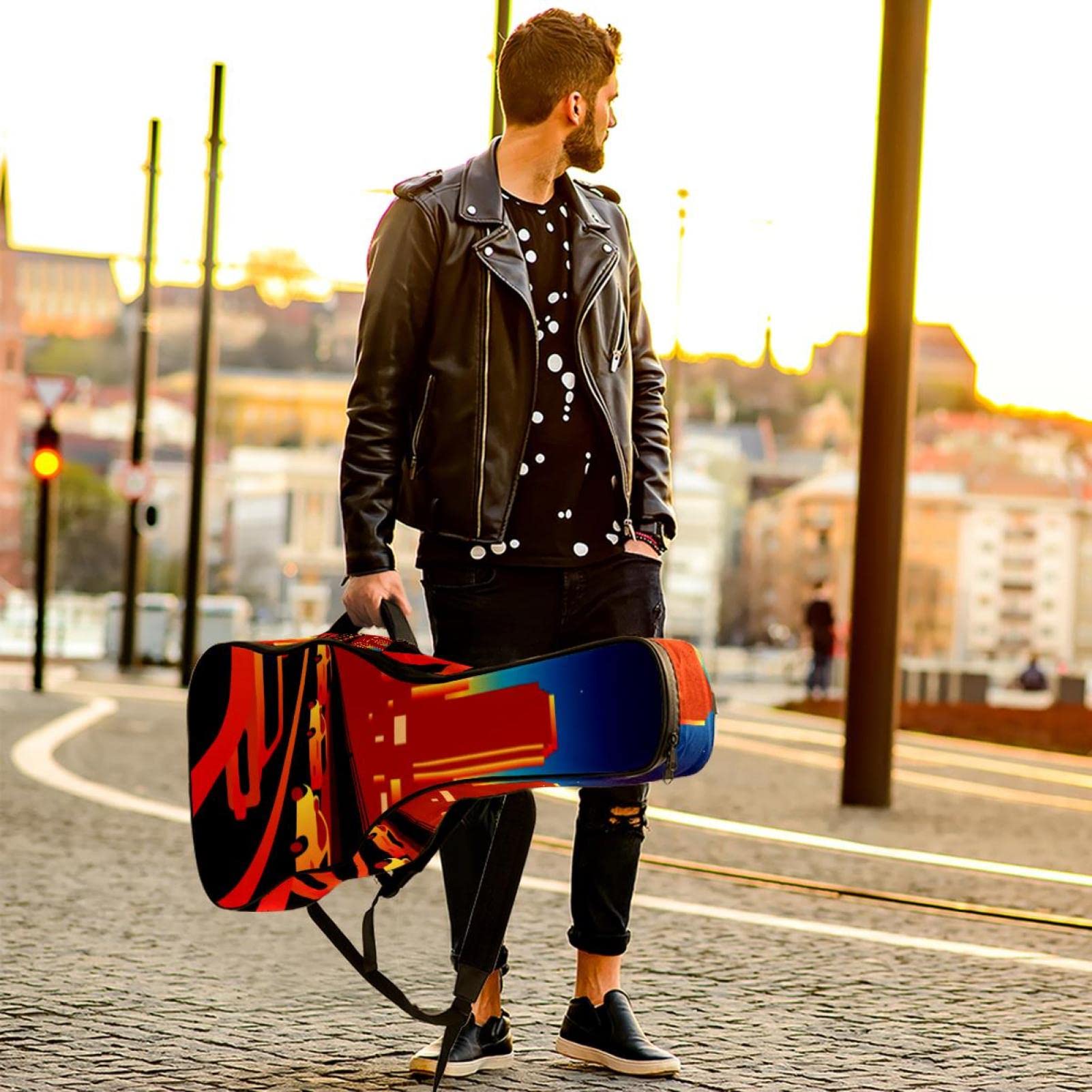 Funda Para Guitarra Eléctrica Ciudad Bolsa Guitarra Acolchada 6Mm Tela Oxford Impermeable Para Guitarra Acústica Y Clásica 40 41 Pollici