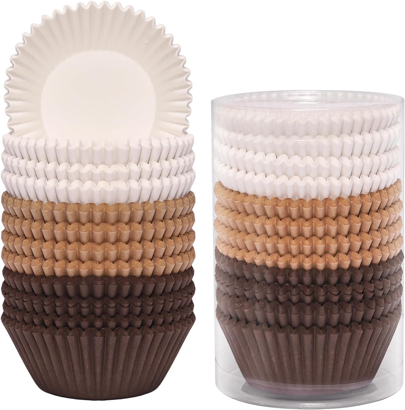 Standard Cupcake Liners 300 Count Fall Colors Paper Muffin Baking Cups Brown Neutral Disposable Cupcake Wrappers for Holiday and Party Baking Supplies