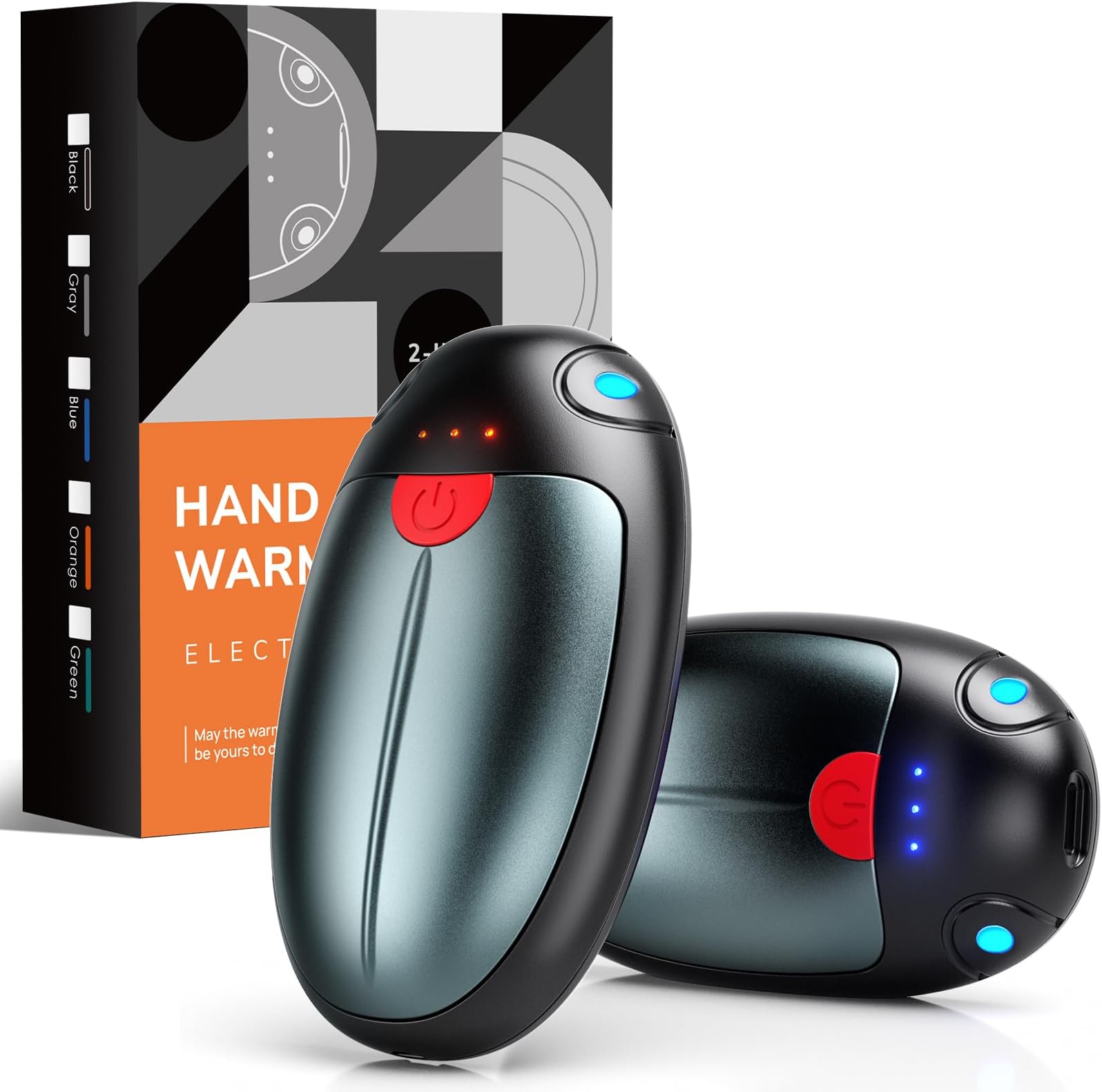 Hand Warmers Rechargeable, 2 Pack Portable Pocket Hand Warmers, 20Hrs Long Heating Double Warm Electric Handwarmers, Reusable Heater for Outdoors, Camping, Hunting, Golf, Fishing