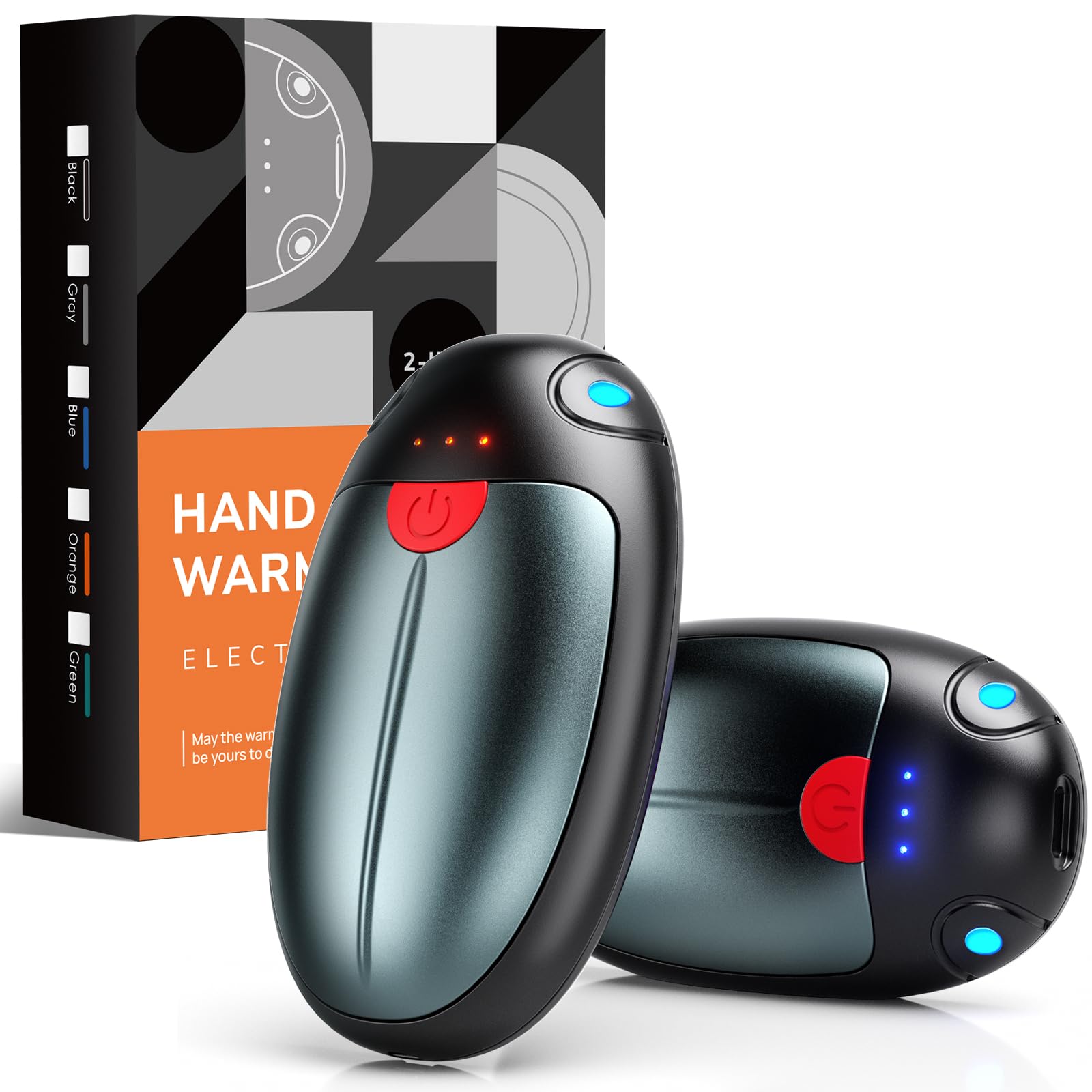 Hand Warmers Rechargeable, 2 Pack Portable Pocket Hand Warmers, 20Hrs Long Heating Double Warm Electric Handwarmers, Reusable Heater for Outdoors, Camping, Hunting, Golf, Fishing