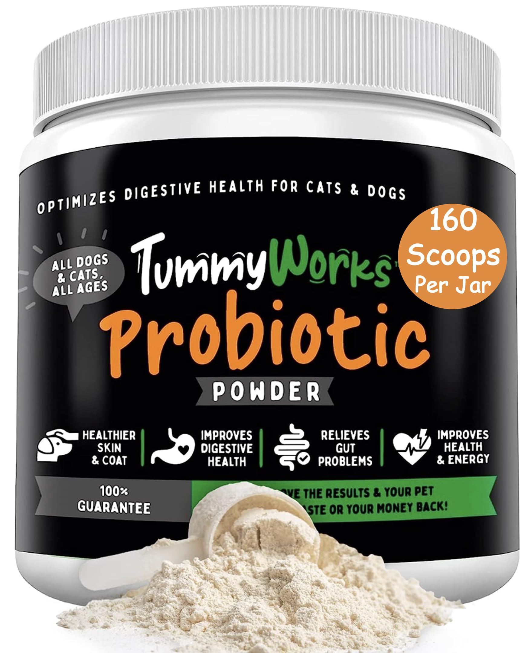 Probiotics For Dogs & Cats. Best Powder To Relieve Diarrhea, Yeast Infections, Itching, Skin Allergies & Bad Breath. Boosts Immunity. Added Digestive Enzymes Improve Digestion. Made In Usa 160 Scoops