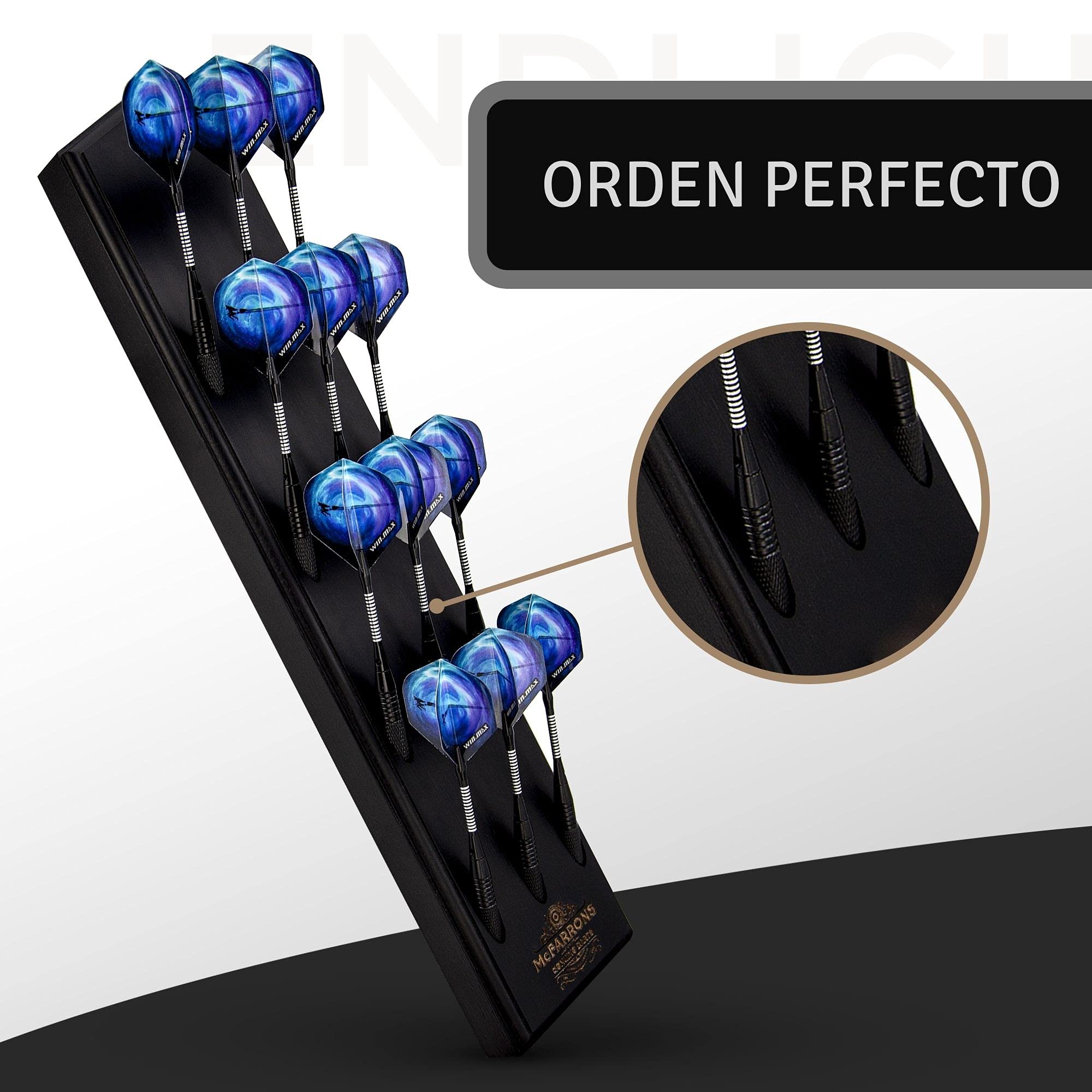 Soporte de Madera para 12 Dardos - Práctico Soporte de Pared, Ideal como Accesorio para Todas Las Dianas, Adecuado para Steeldarts, Softdarts