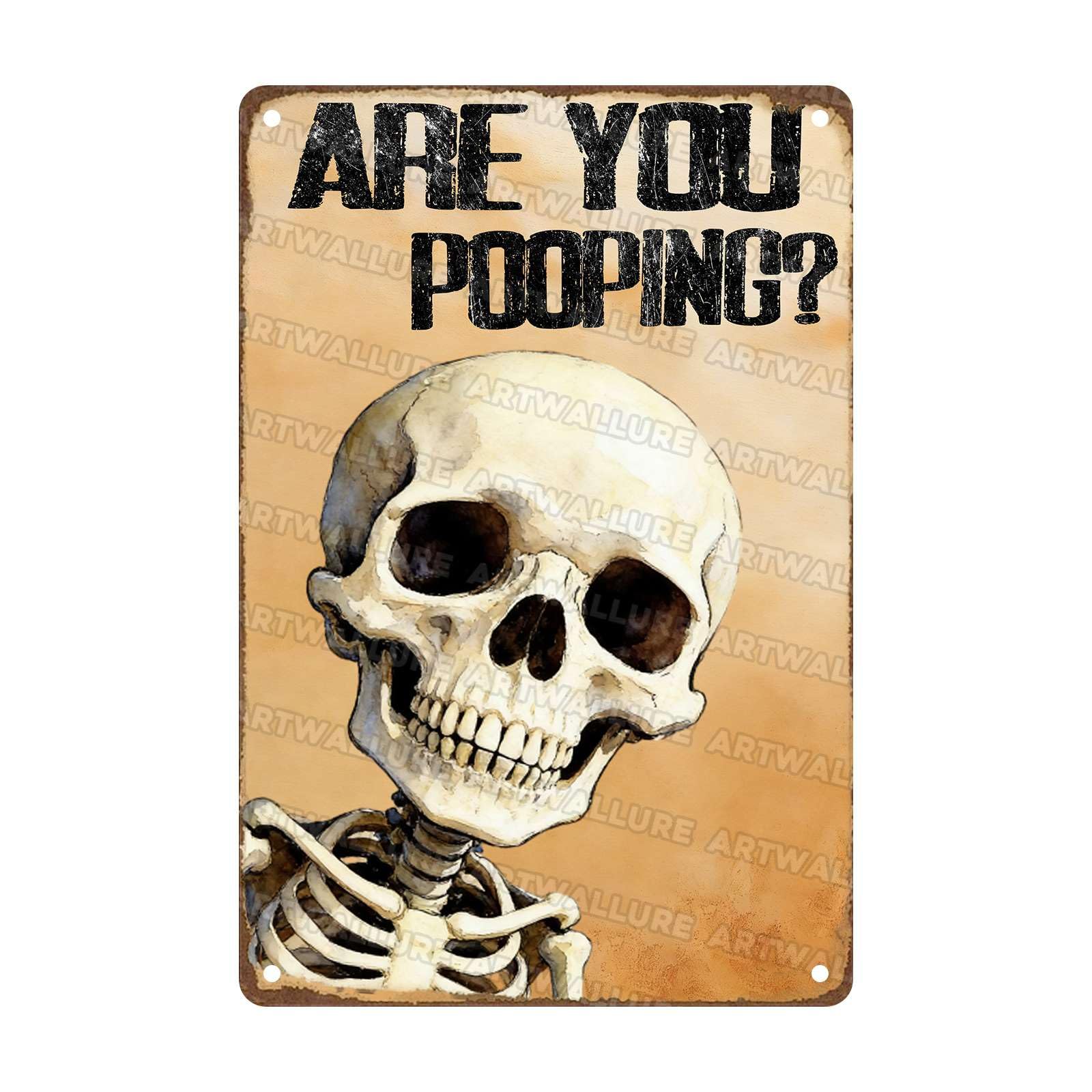 Metal Are You Pooping Sign Funny Skeleton Wall Decor for Home Bathroom Poster Restroom Toilet Washroom 8x12Inch
