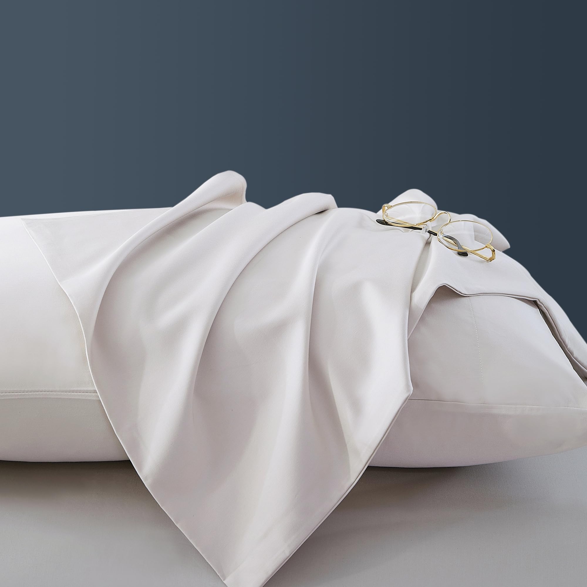 1000 Thread Count Cotton Pillow Cases Queen Size Set of 2, 100% Egyptian Cotton Sateen Weave Pillowcases,Envelope Closure Pillow Cover Silk Soft Breathable(Light Queen) โ image 1
