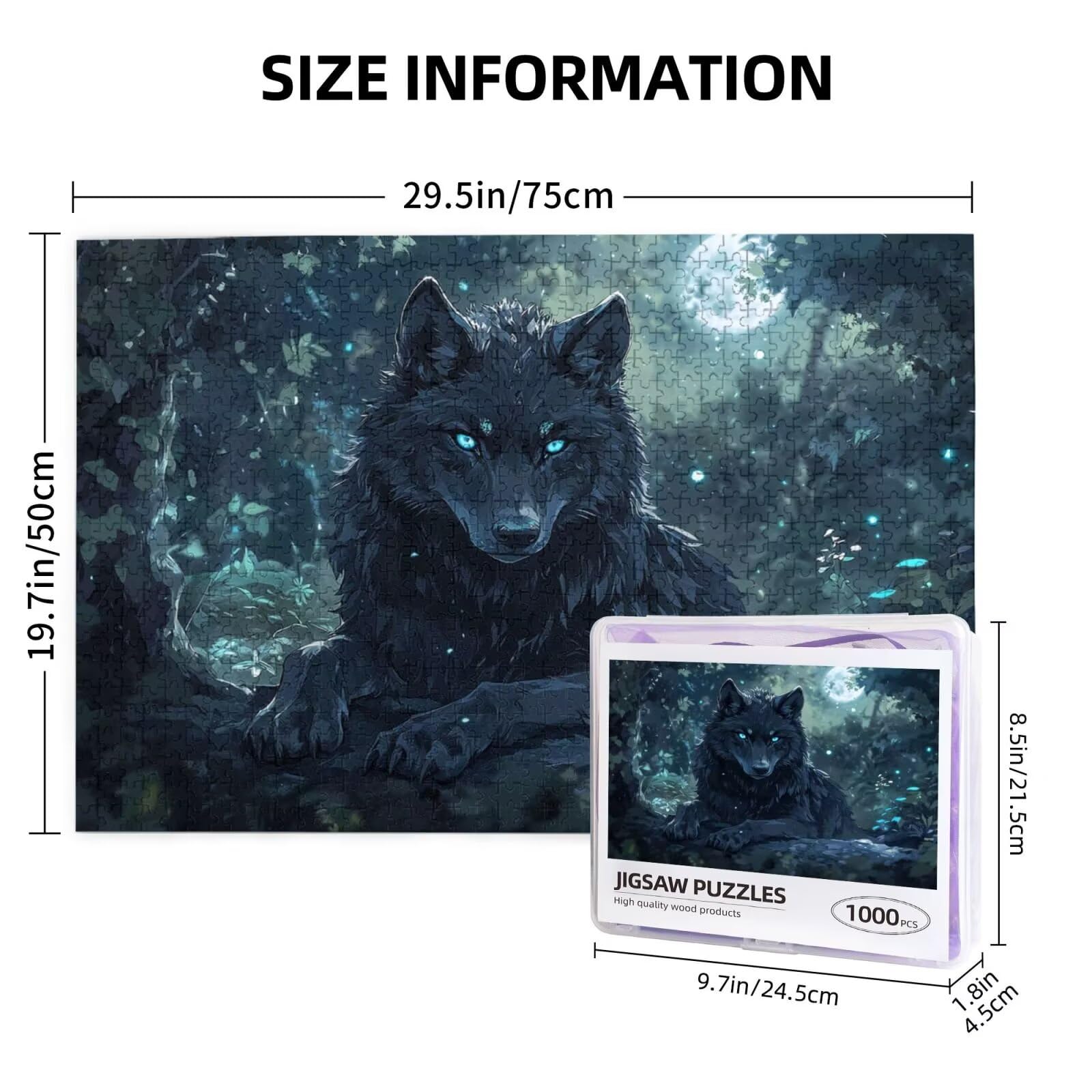 Puzzle Wolf Puzzle 1500 Teile Wald Puzzles Erwachsene mit Geschenkbox, DIY Groß Holzpuzzle für Erwachsene,Geschicklichkeitsspiel für Die Ganze Familie Geschenke für Frauen,Puzzlegröße 87 x 57 cm -784y
