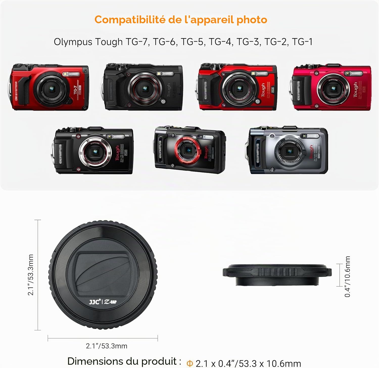 JJC Bouchon de Protection d'objectif pour Appareil Photo Olympus Tough TG-7, TG-6, TG-5, TG-4, TG-3, TG-2 and TG-1F, Om System TG-7, Remplacement pour Olympus LB-T01