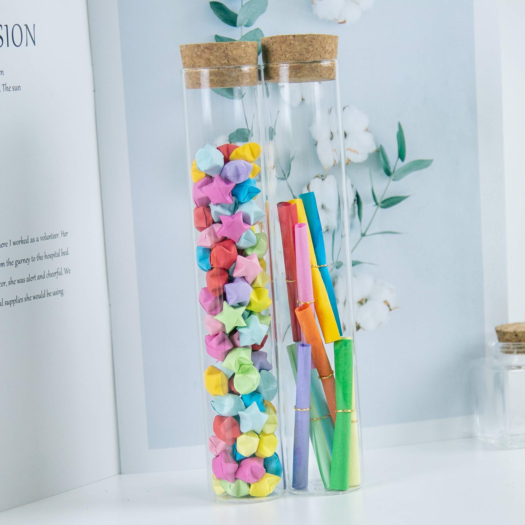 24pcs Bouteille En Verre De Tube à Essai Transparente Avec Bouchon En liège, capacité De Stockage De 70 ml à 150 ml, diamètre extérieur Du Flacon De Tube à Essai De 37 mm (24, 150ml)
