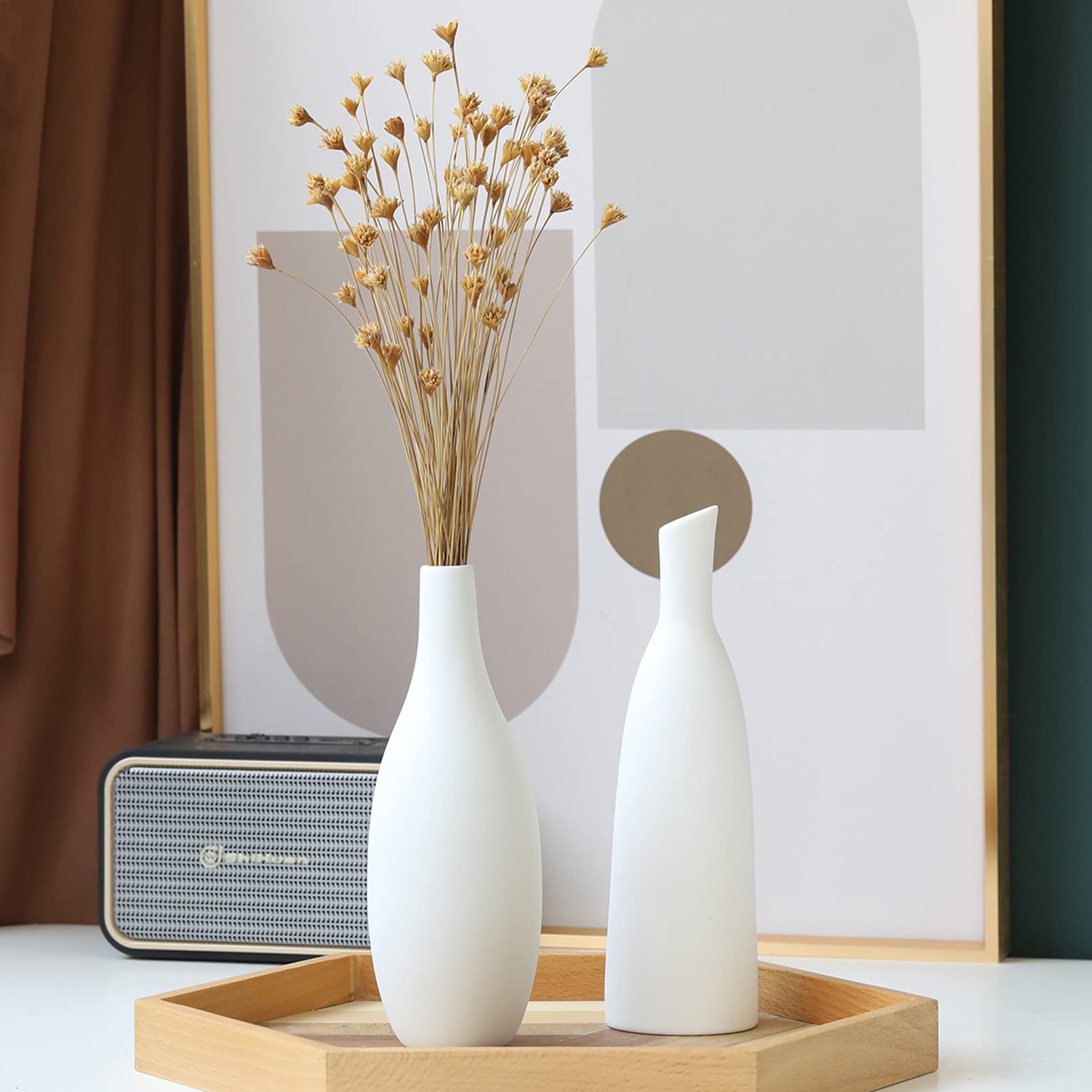 Farbige Linien Blumenvase – Moderne, Niedliche Tischvase Aus Harz, 24,1x10,4x8,6 Cm, Für Wohnzimmer & Büro