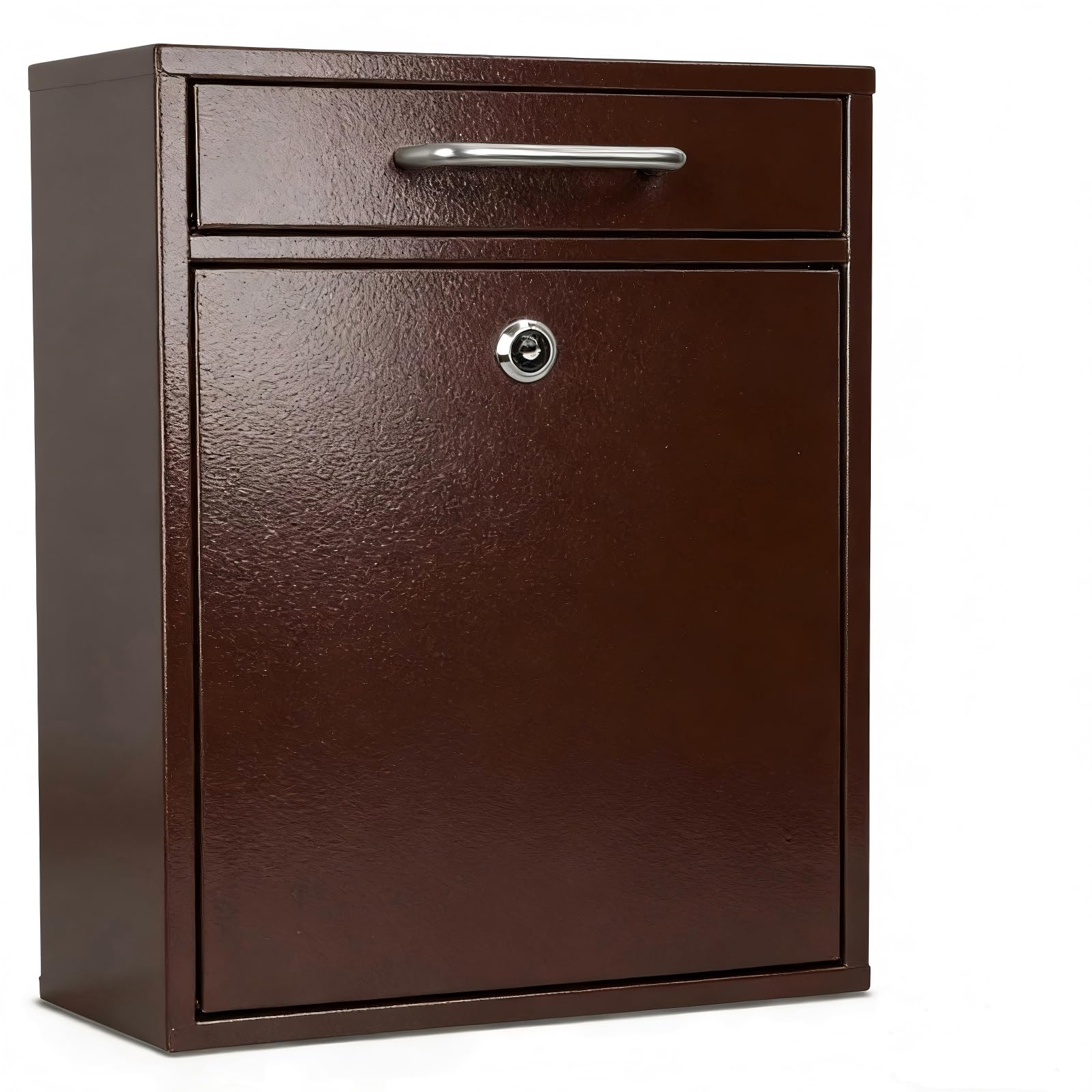 KYODOLED Steel Key Lock Mail Boxes Outdoor,Locking Wall Mount Mailbox, Security Key Drop Box, Collection Boxes,16.2Hx 11.2Lx 4.7W Inches, Bronze X