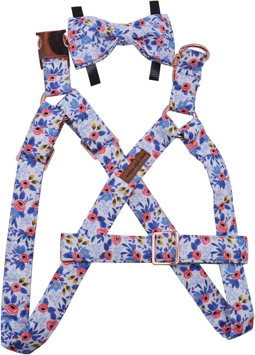 Unique Style Paws Dog Harness Adjustable Harnesses Durable Hardware with Comfortable Bowtie for Small Medium Large Dogs