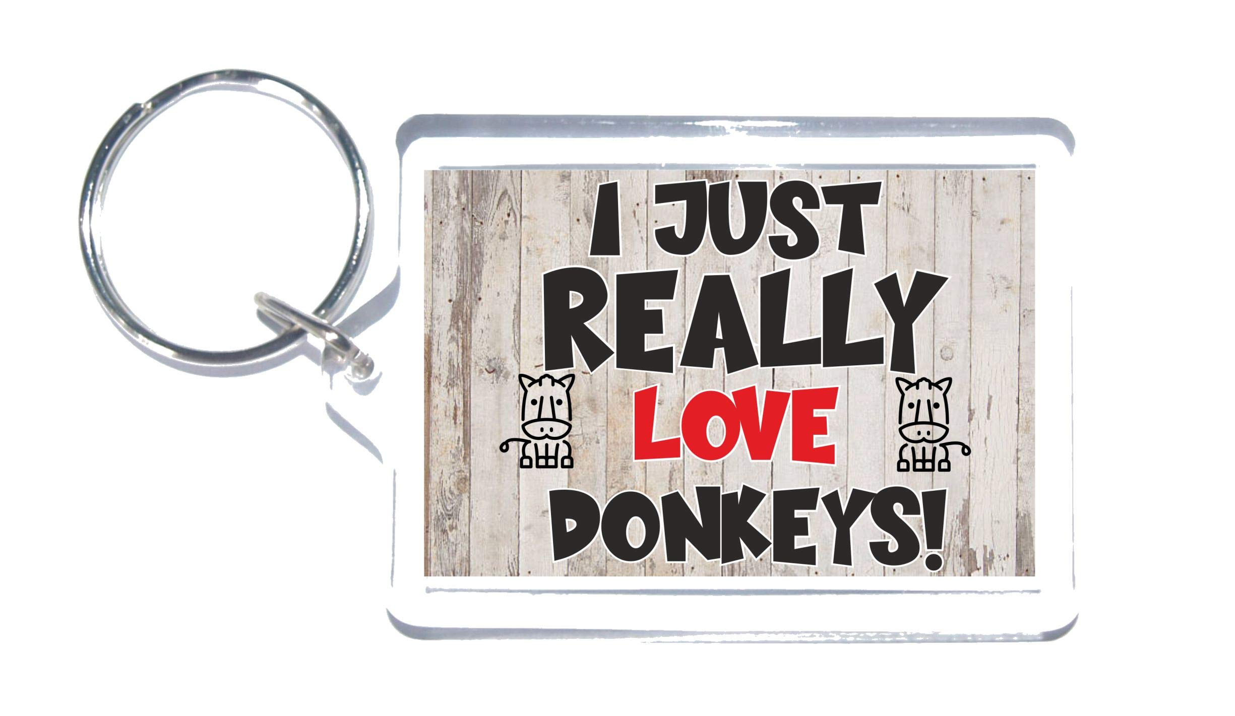Fun Donkey Gift - I Just Really Love Donkeys - Novelty Keyring - Ideal Present